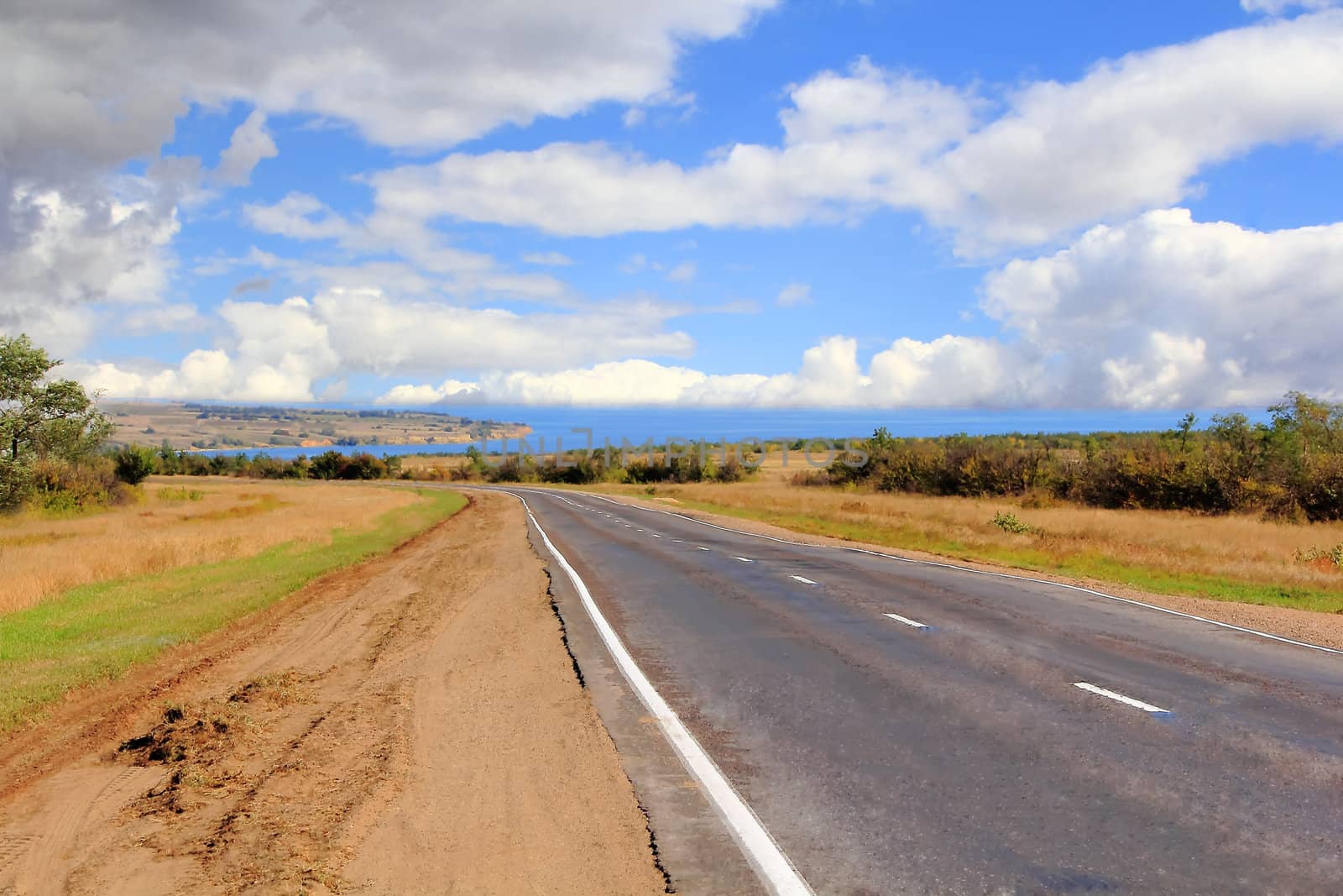 Image of landscape with line of road