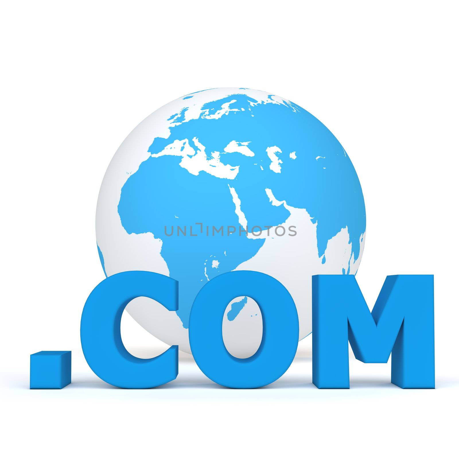 Top-Level Domain - Dot Com in Fron of the World by PixBox