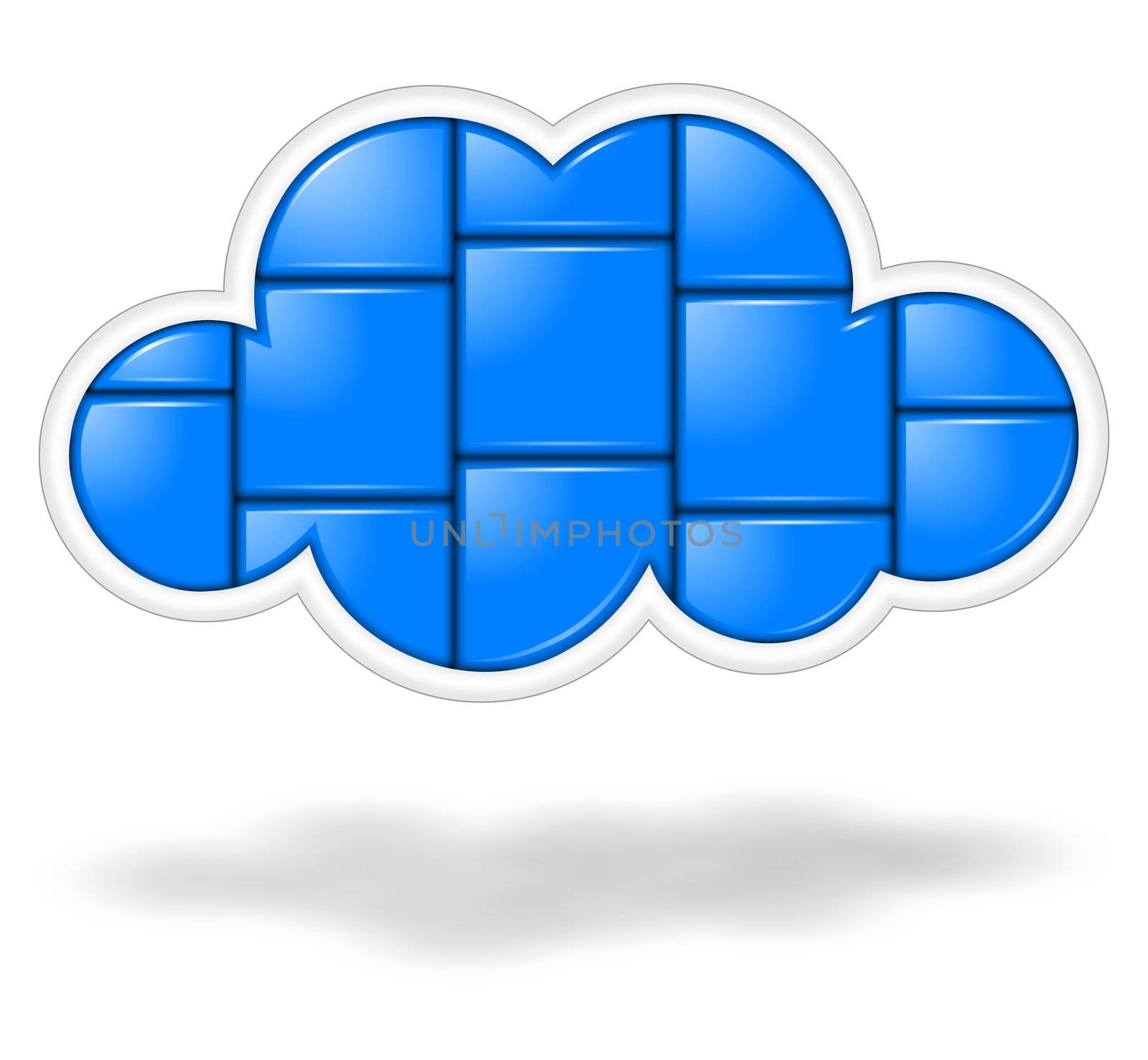 Blue cloud with empty blank applications buttons illustration
