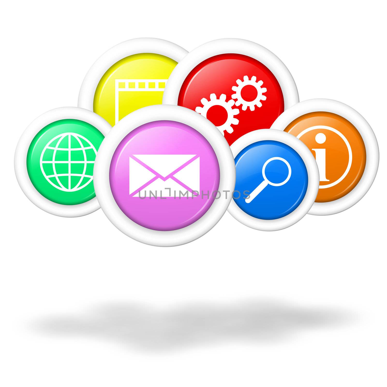 Cloud computing concept illustration formed by services and applications icons