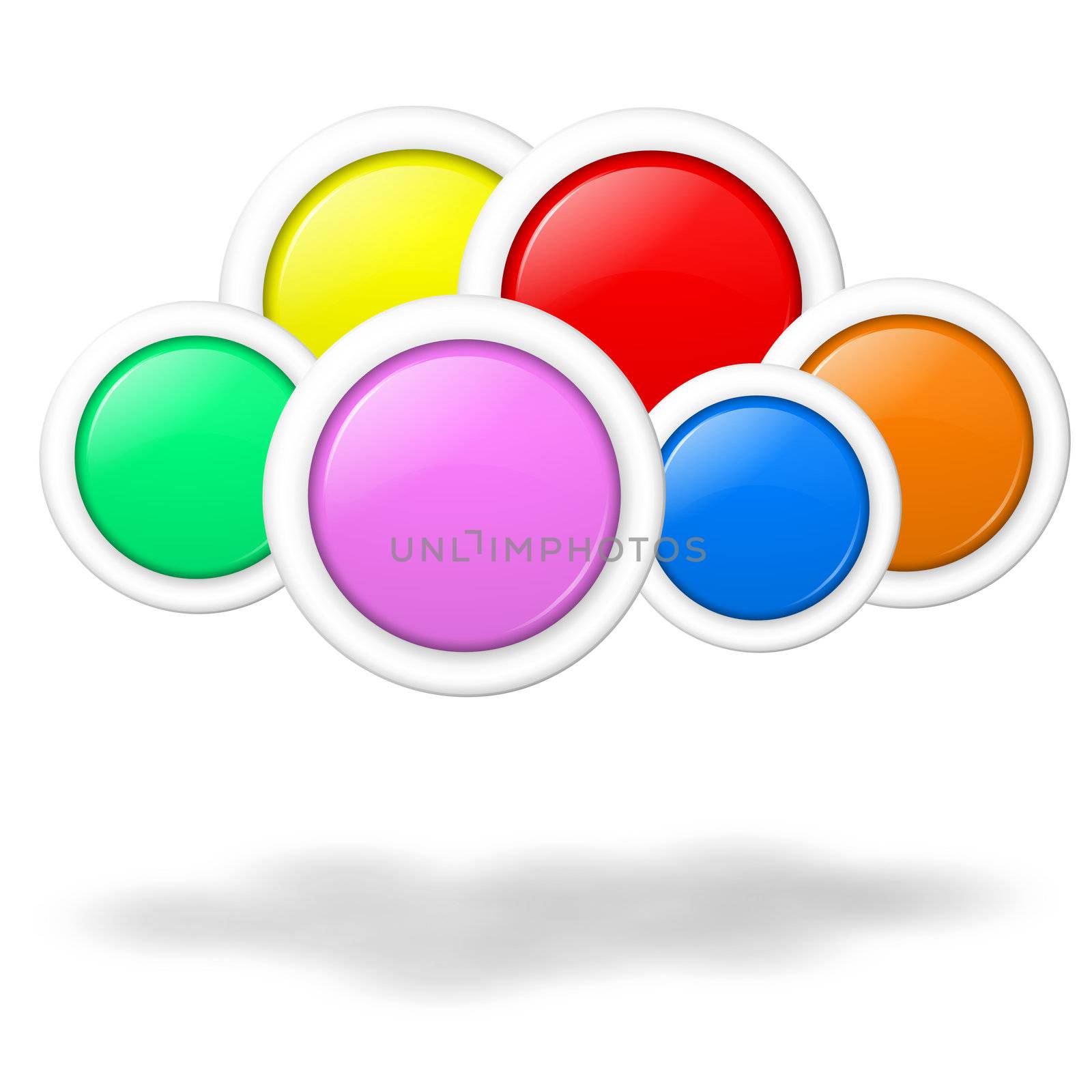 Cloud computing concept illustration formed by blank colorful buttons