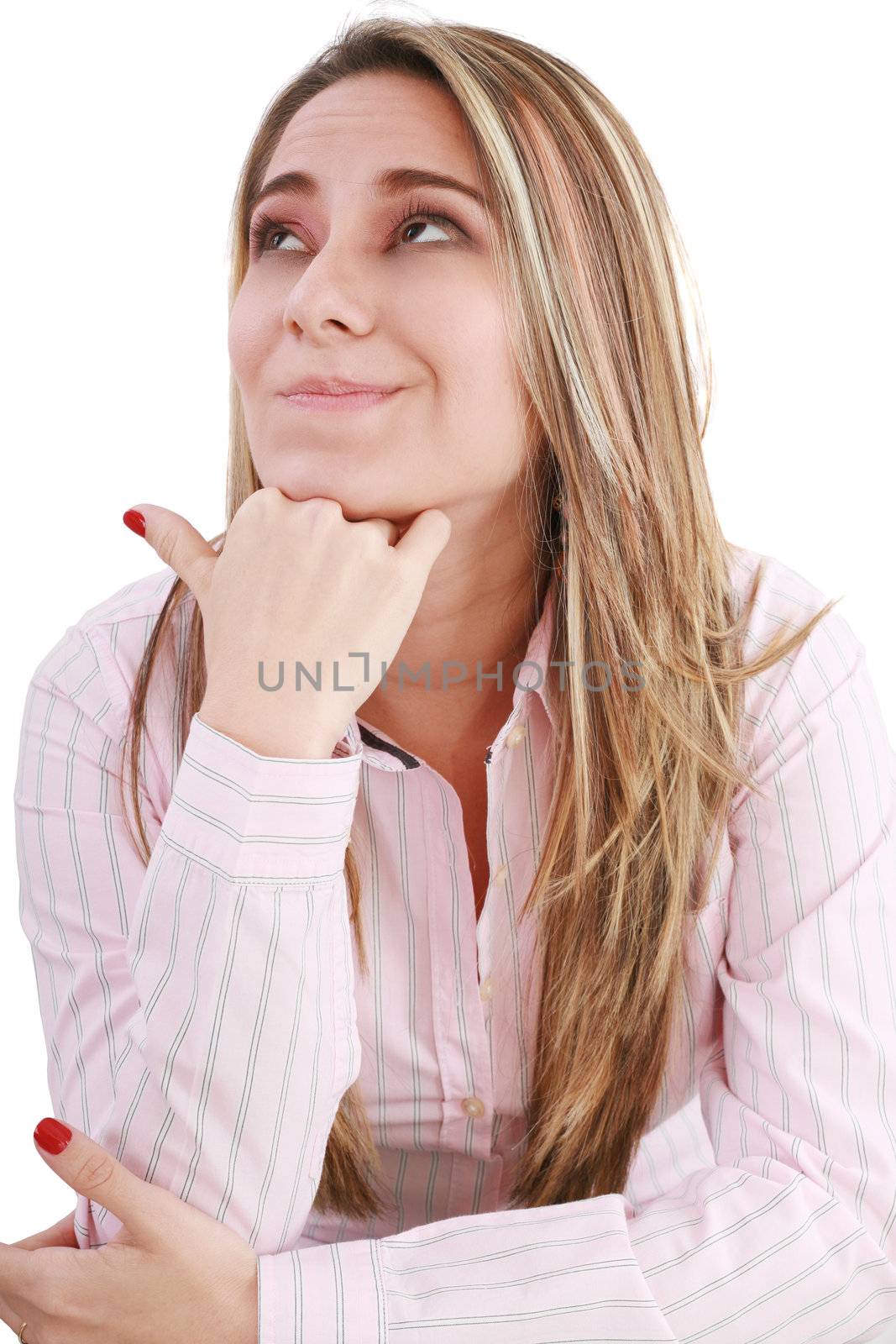 Thinking woman pondering over something