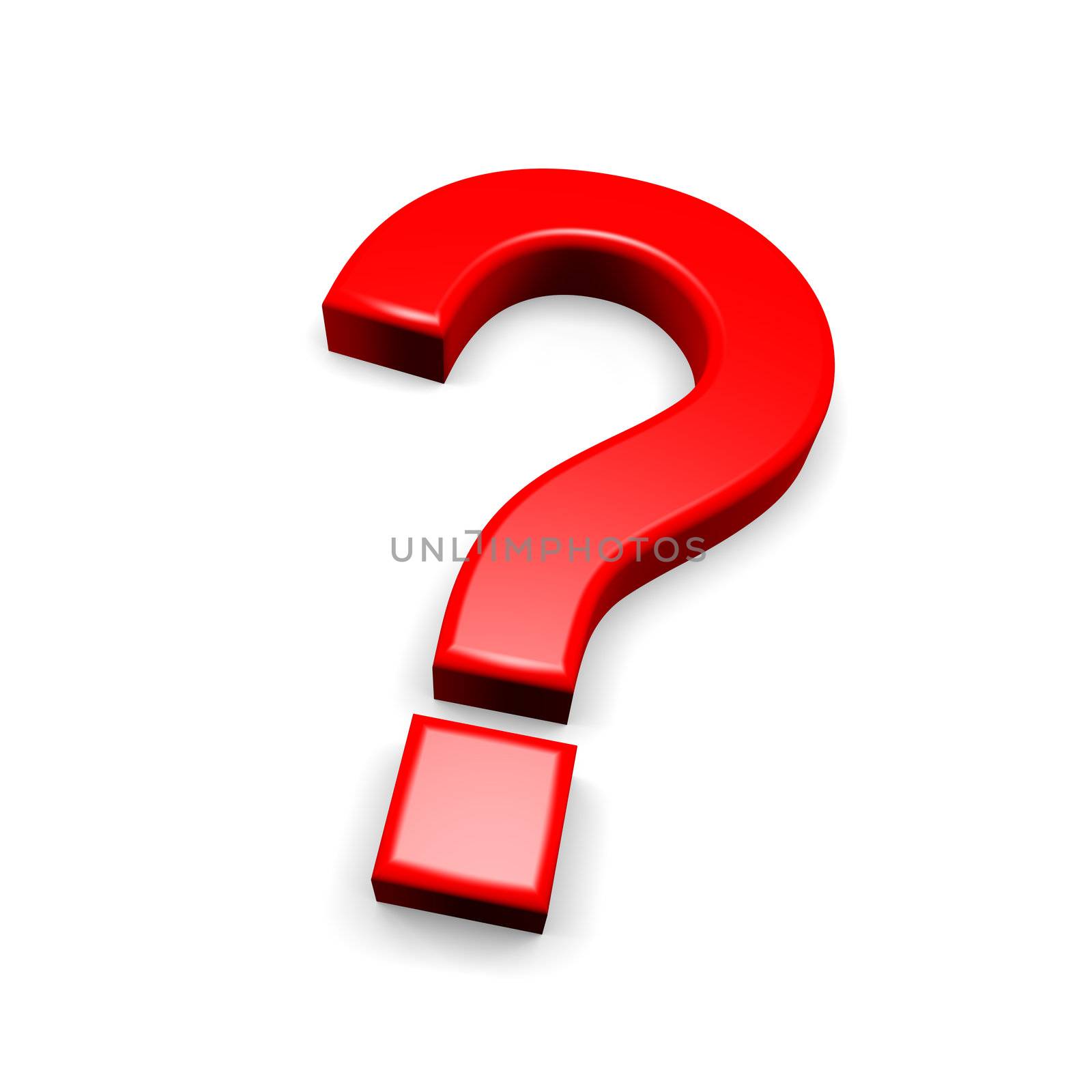 3d red question mark on white background