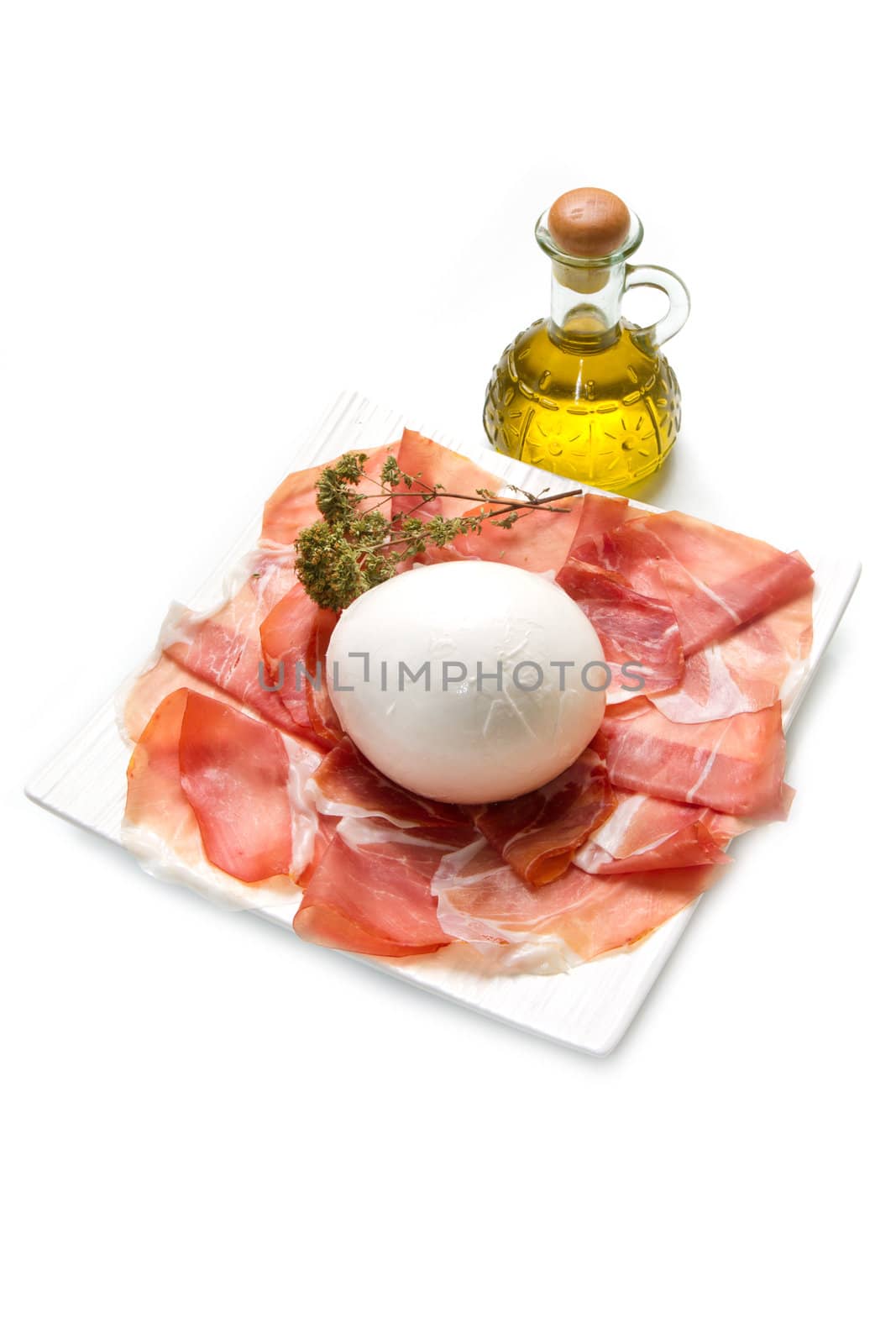 fresh italian  mozzarella with ham