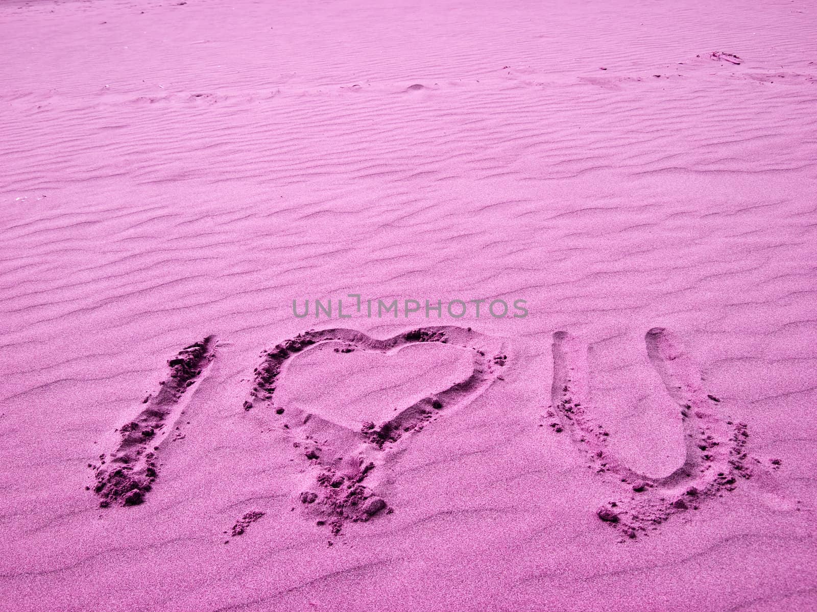 I Love You Written in Pink Sand