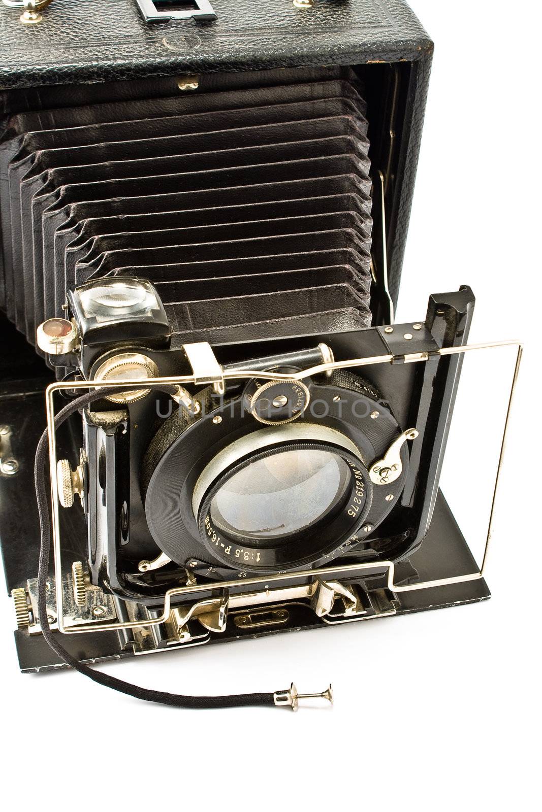 Antique Old photo Camera isolated on white