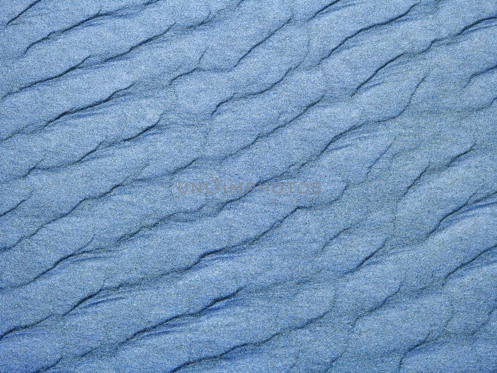 Abstract background of blue sand ripples at the beach 