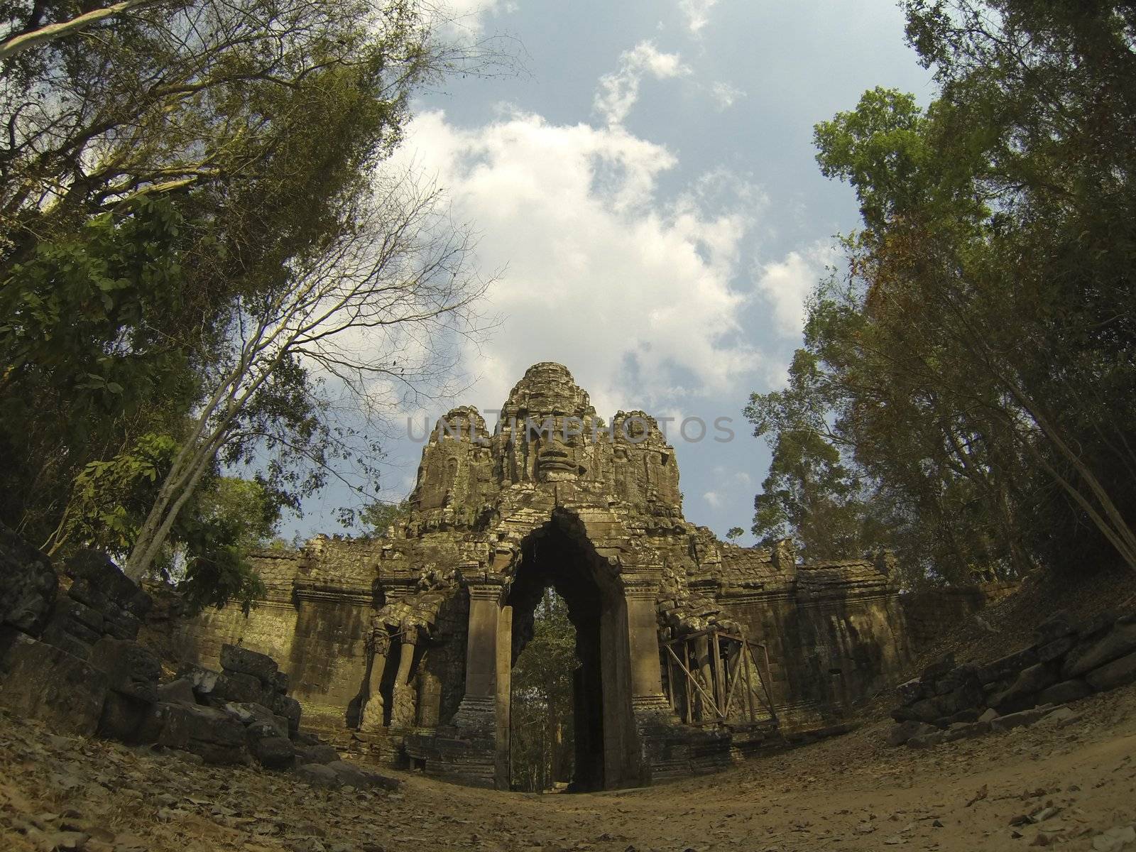 Angkor Thom East Gate known as the death gate in Angkor Cambodia