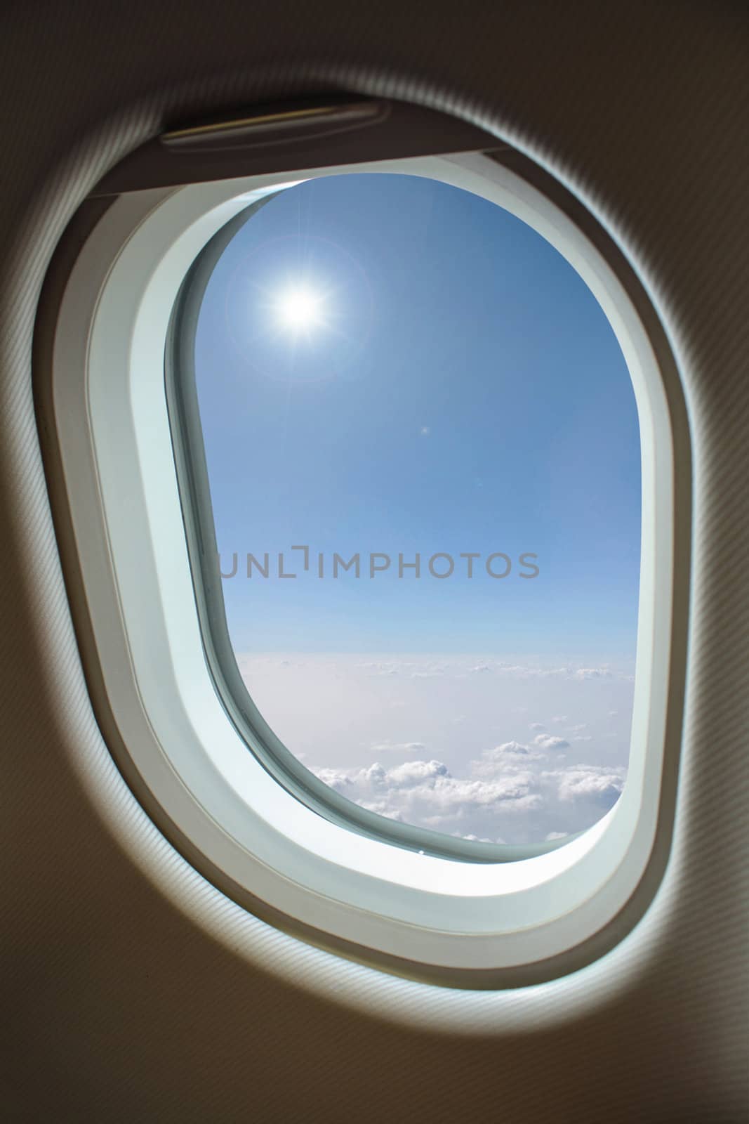 View from window with airplane by liewluck