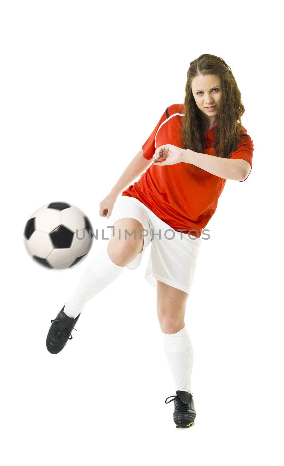 Soccer Woman isolated on white background