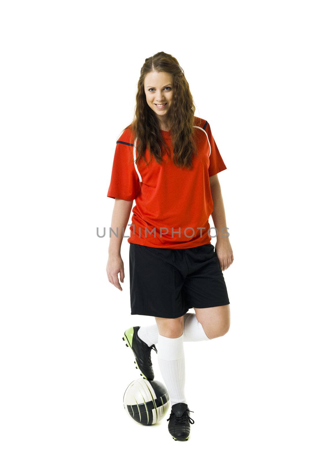 Soccer Woman isolated on white background