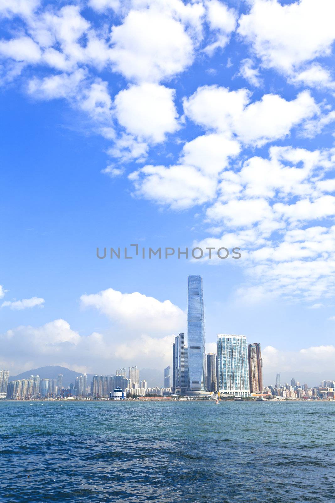 Hong Kong skyline and apartment blocks