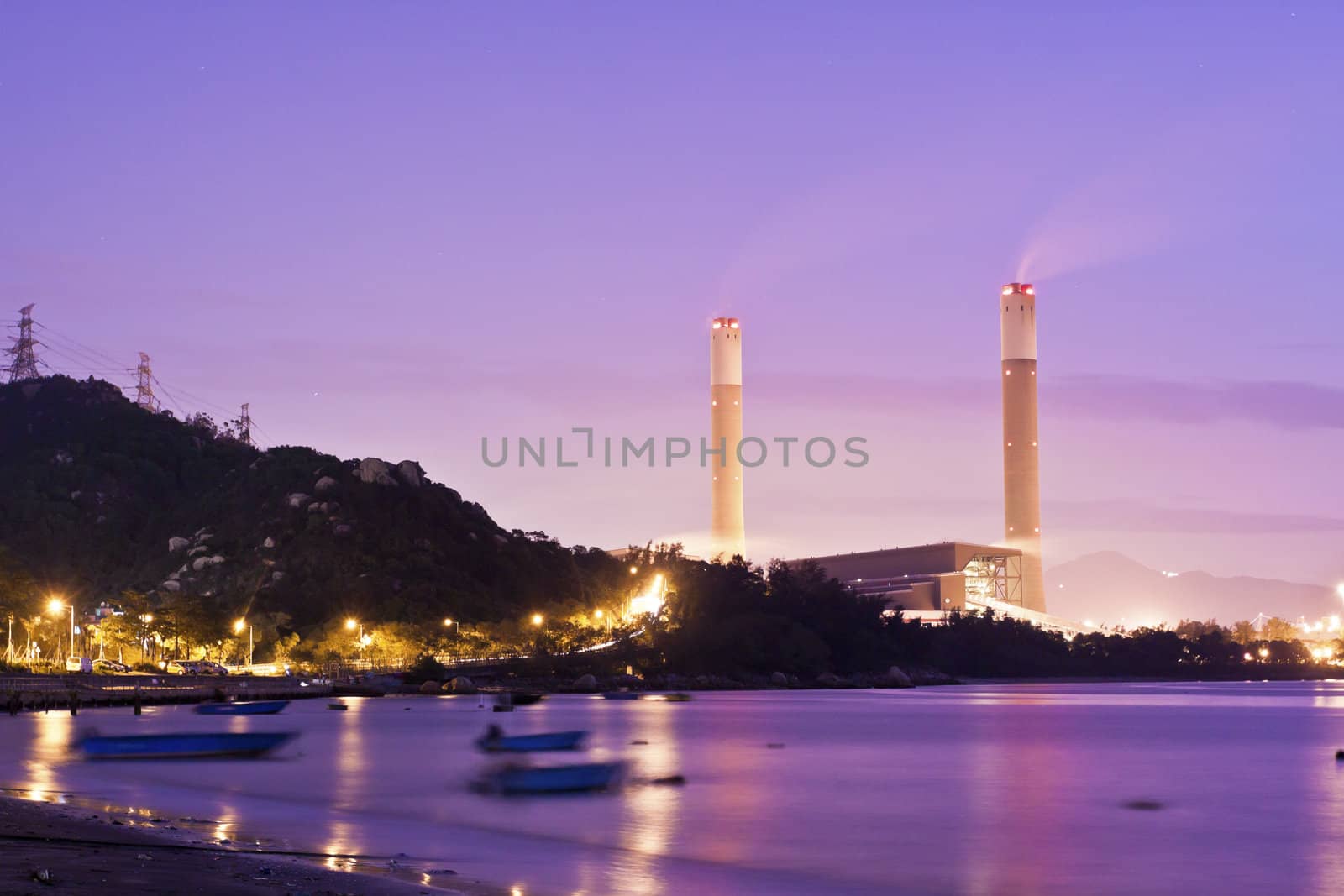 Power plants along the coast