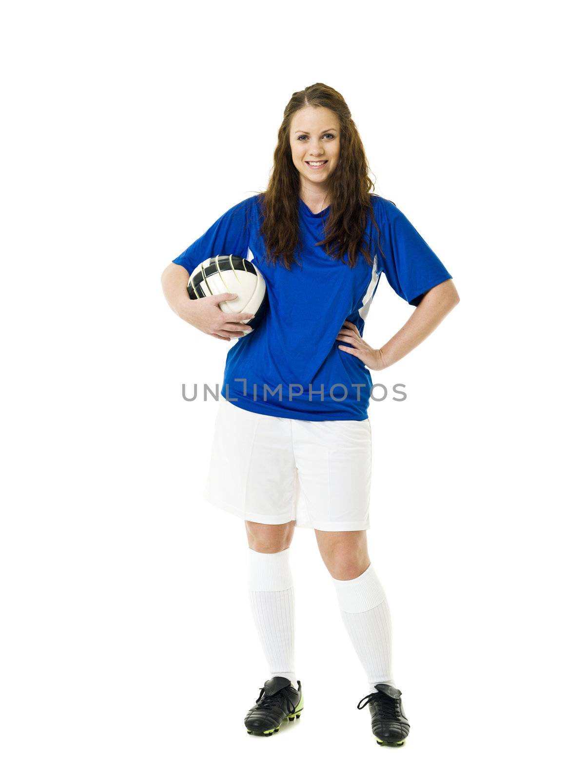 Soccer Woman isolated on white background