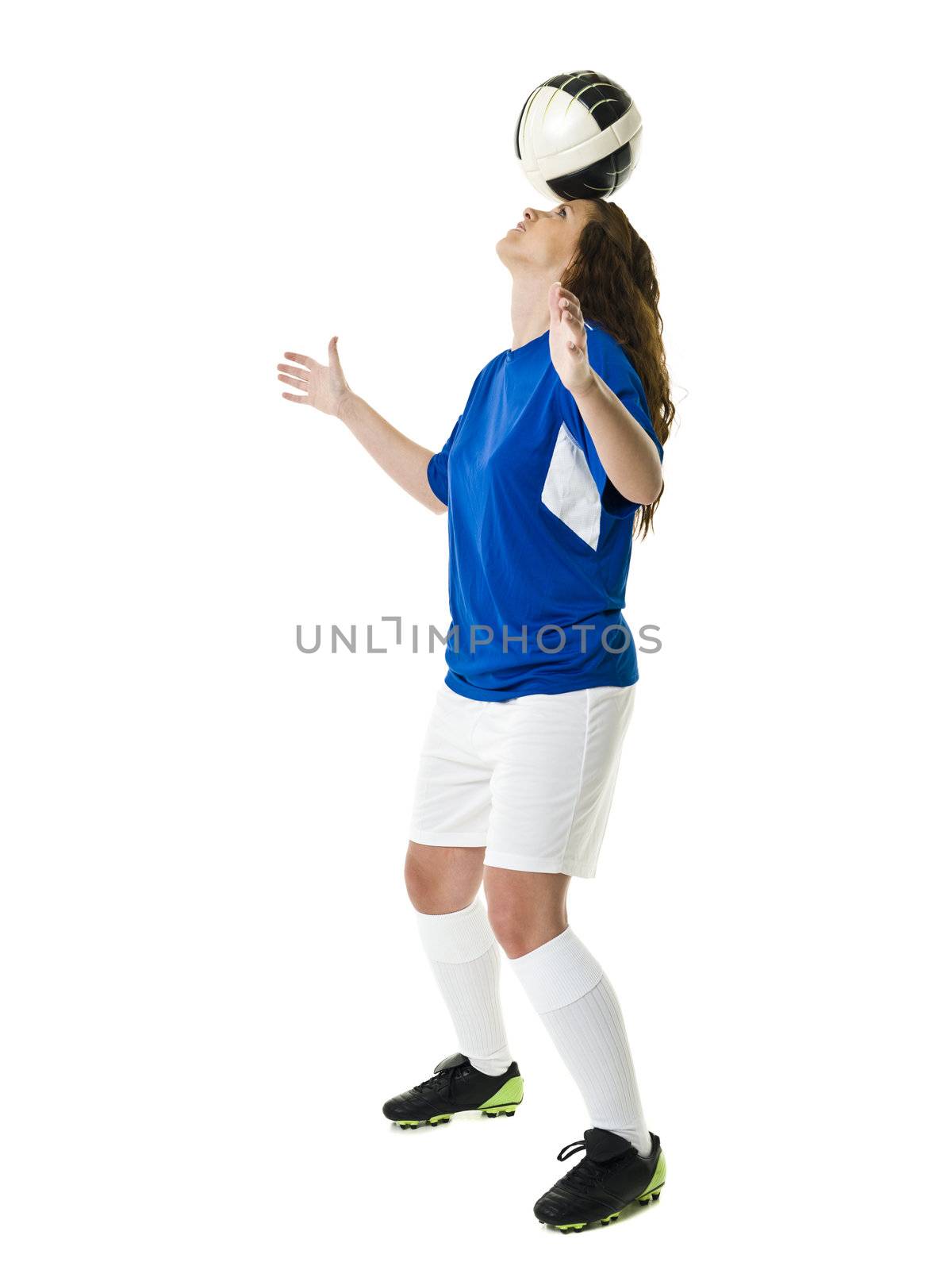 Soccer Woman isolated on white background