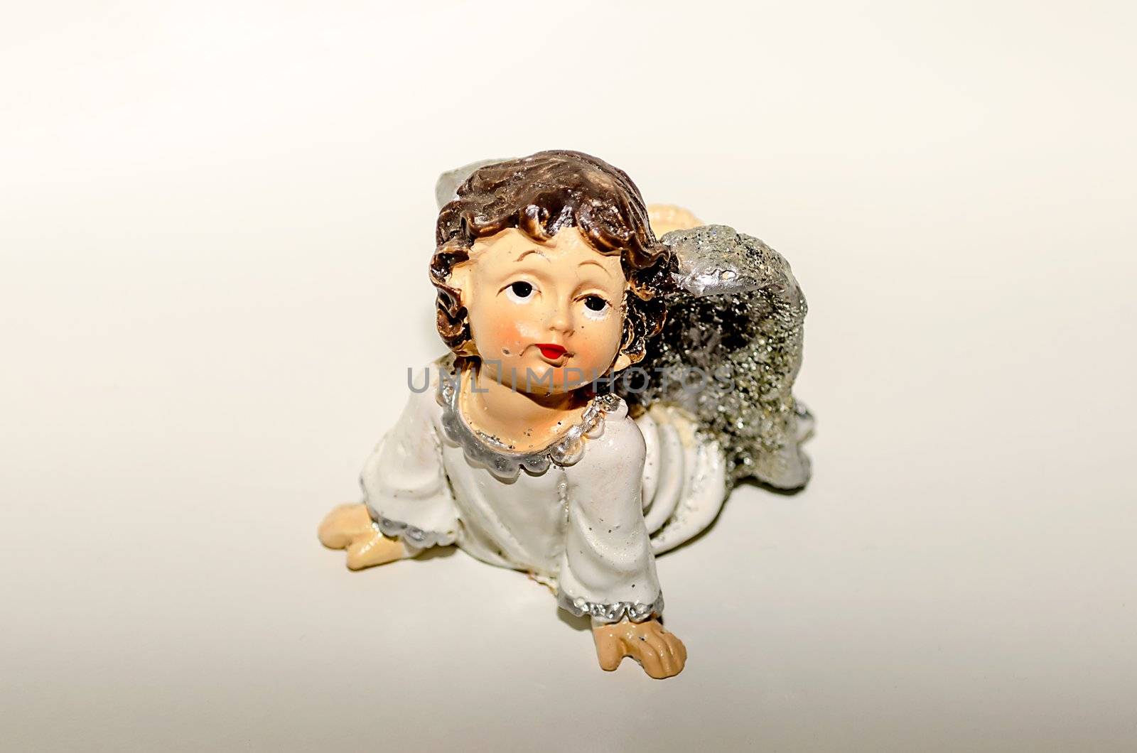 Ceramic Statuette of an Inspired Cute Angel by marcorubino