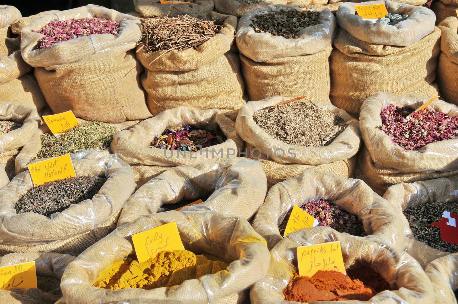 Tea and spices in a Tunisian market