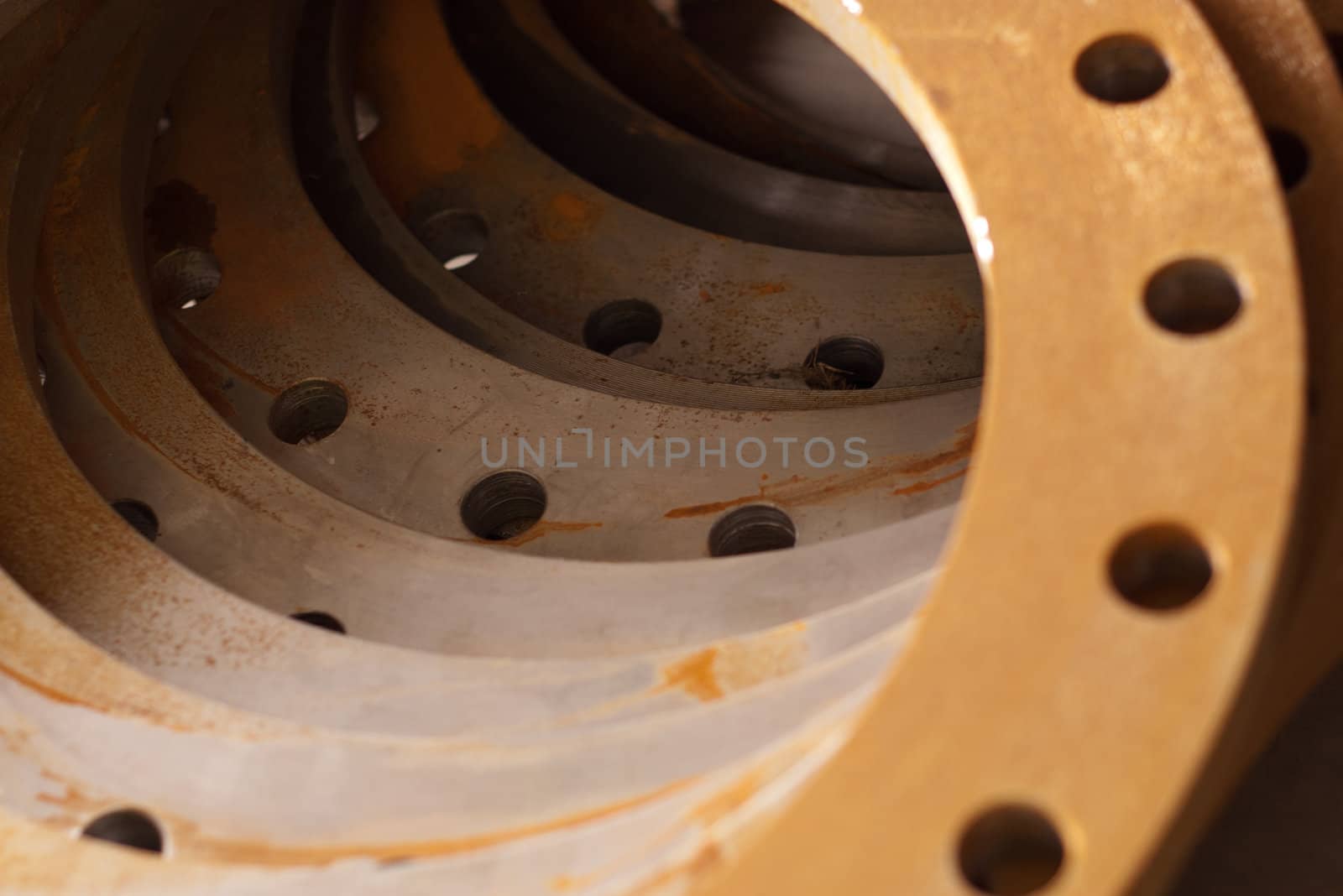 stack of flanges for pipe used in mechanical piping constructiion and engineering