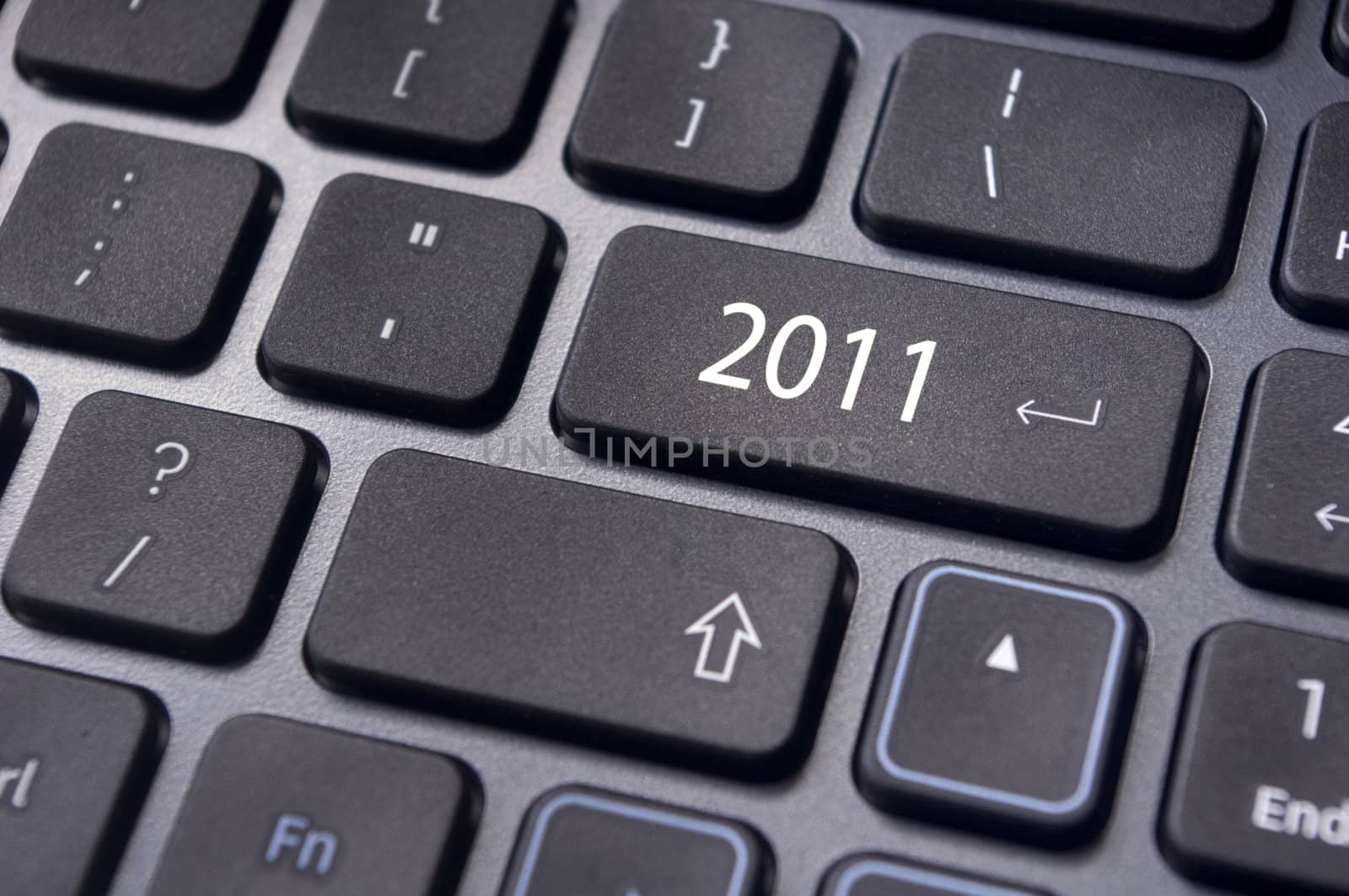 Photo of close up on keyboard pad, for 2011 year conceptual usage.