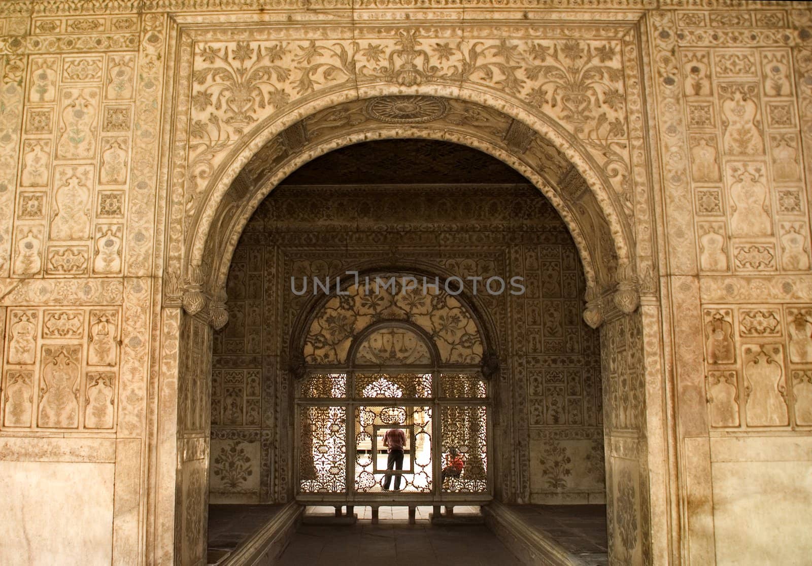 Designs on Walls inside of Red Fort, Delhi, India