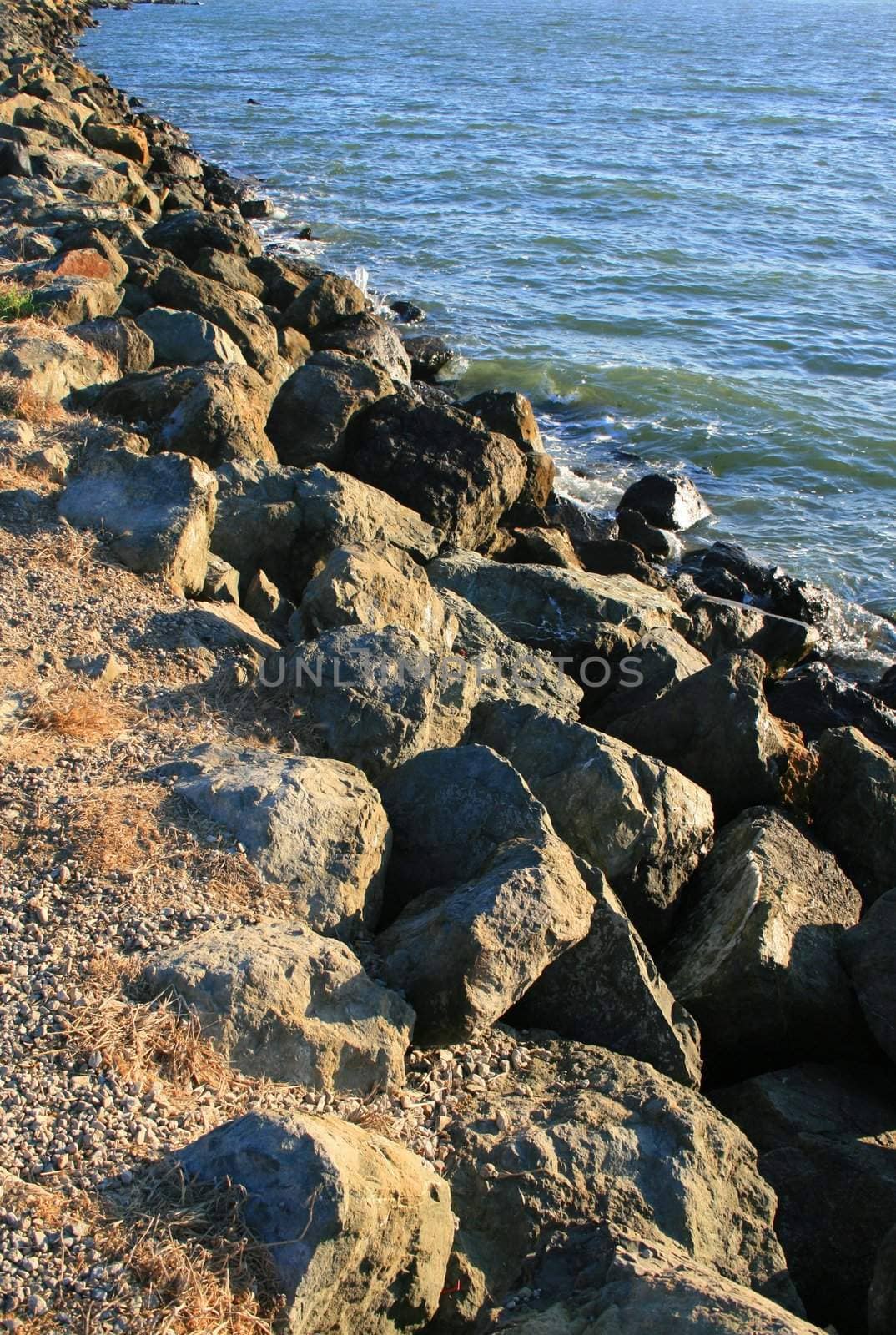 A seascape with beautiful and clear water.
