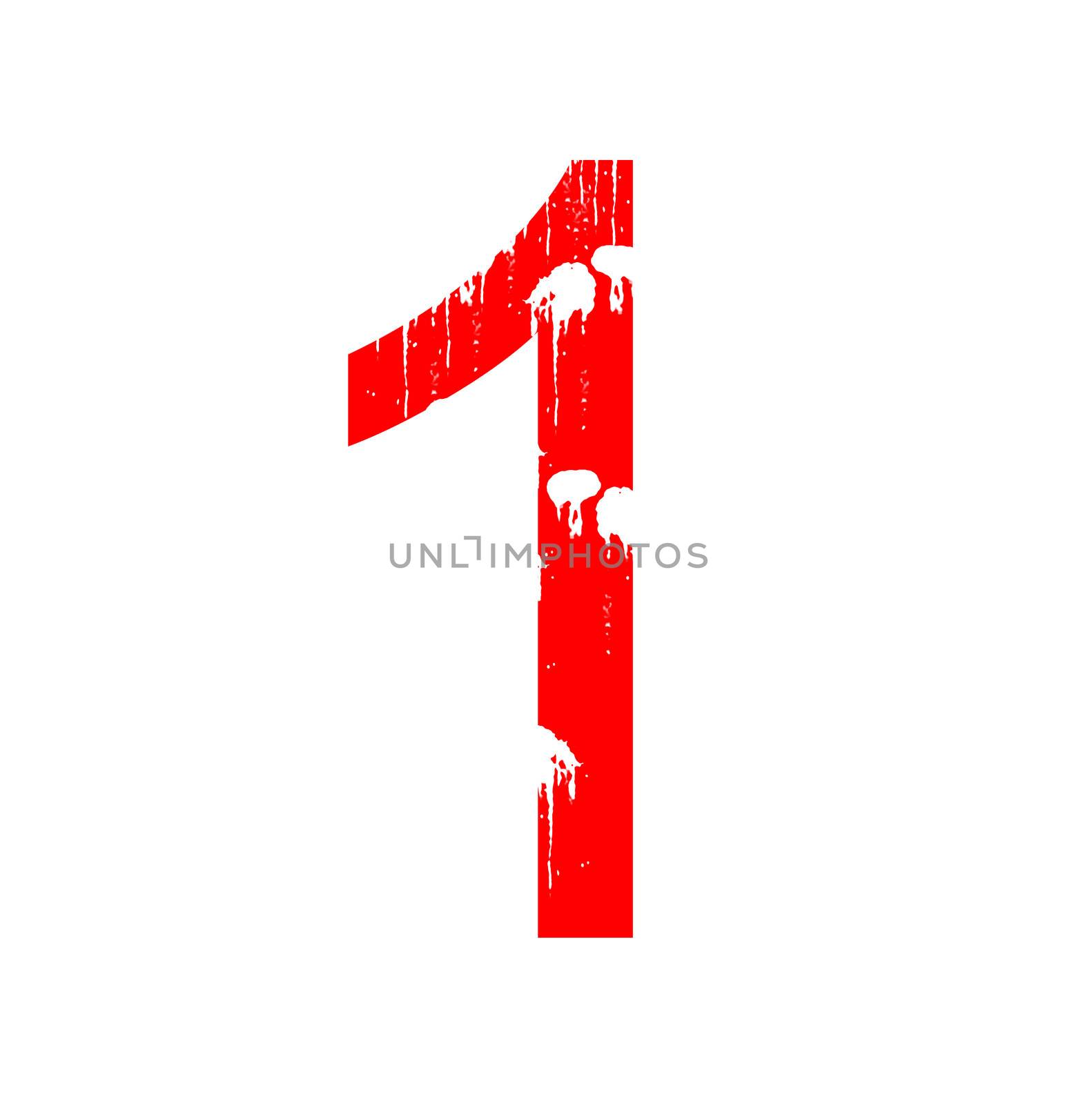 A red alphanumeric character in grunge style on a white background. One of a series of the twenty six letters of the English alphabet and the numbers zero to nine.