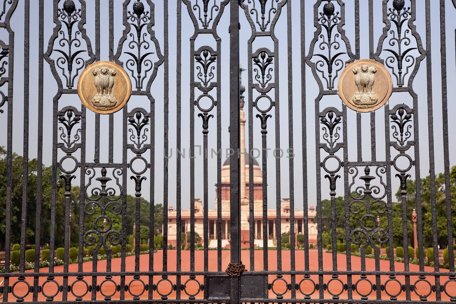 Rashtrapati Bhavan Gate The Iron Gates Official Residence President New Delhi, India Designed by Edwin Lutyens and completed in 1931