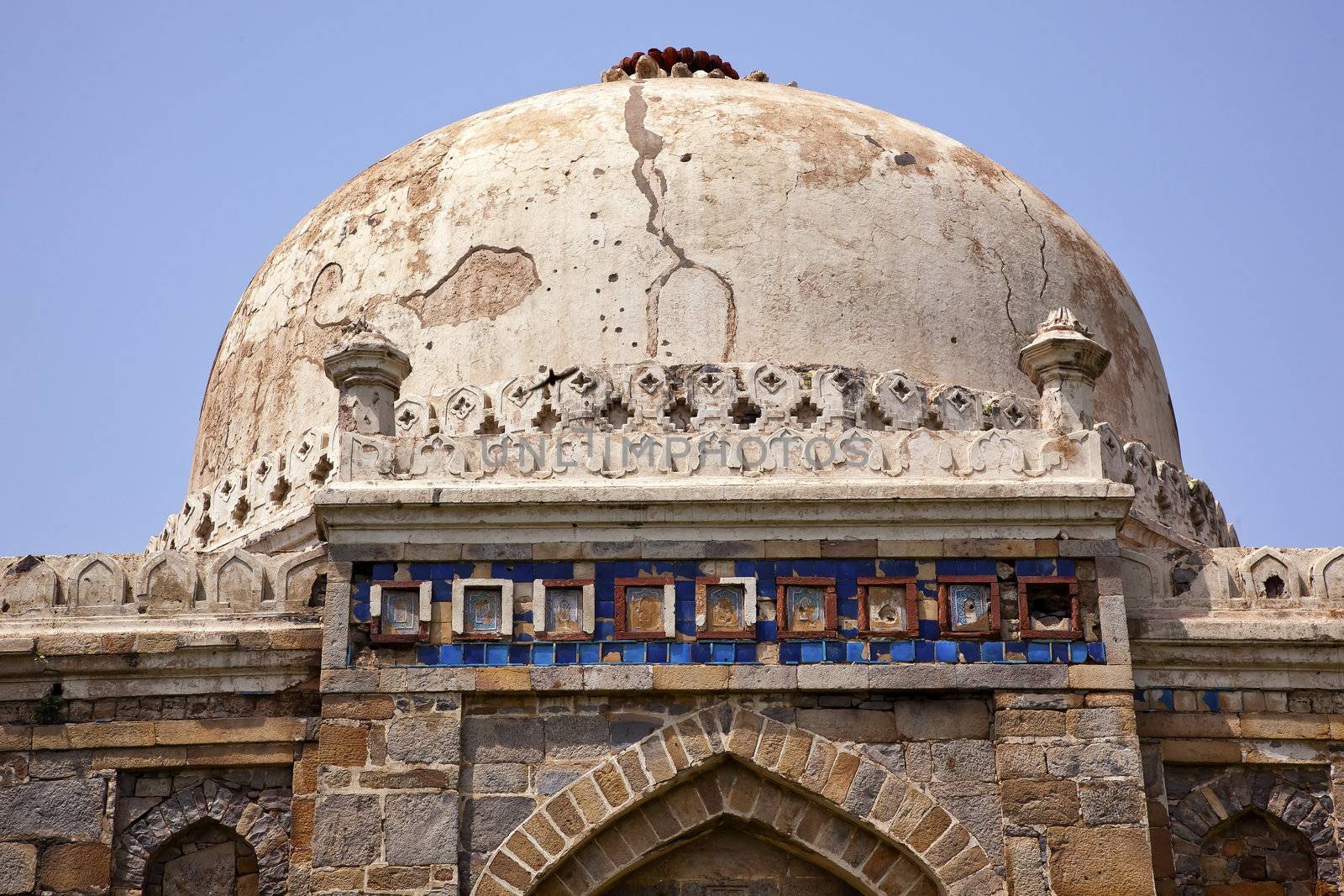 Large Ancient Dome Sheesh Shish Gumbad Tomb Lodi Gardens New Delhi India