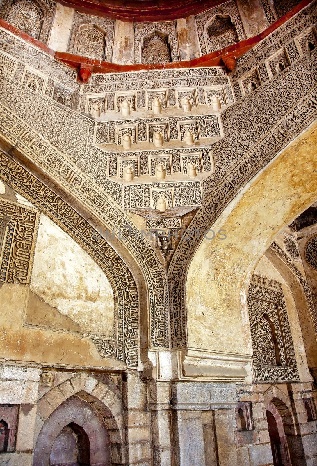 Decorations Inside Sheesh Shish Gumbad Tomb Lodi Gardens New Delhi India by bill_perry