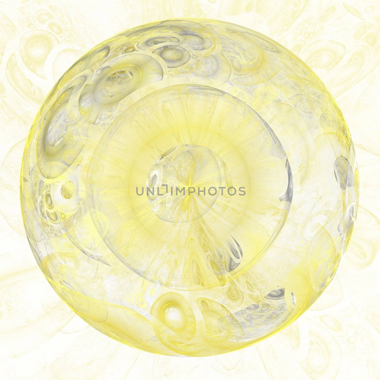 golden abstract sphere on white as background and texture