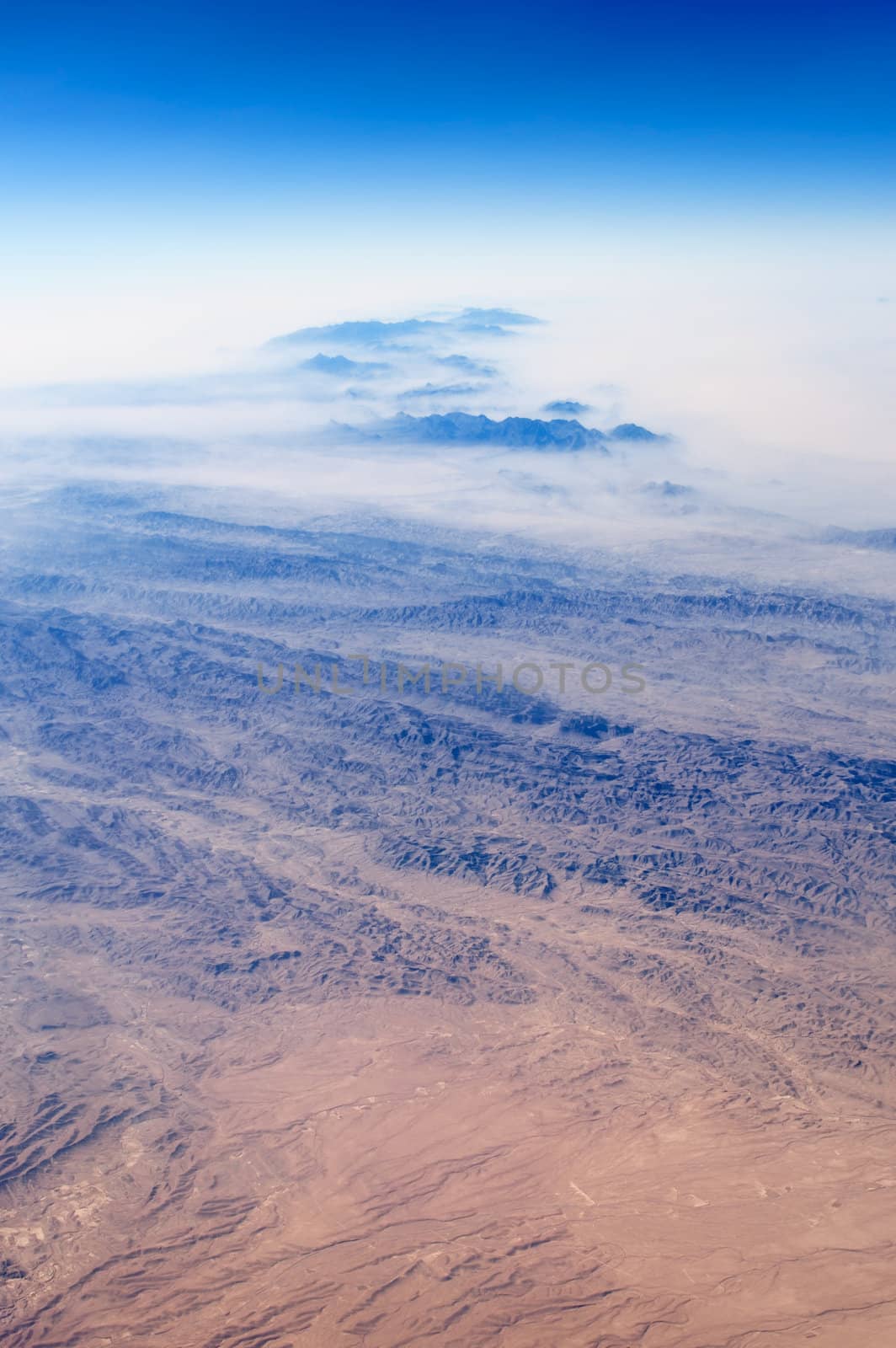 Distant skyline of Mountain Range. Panoramic view