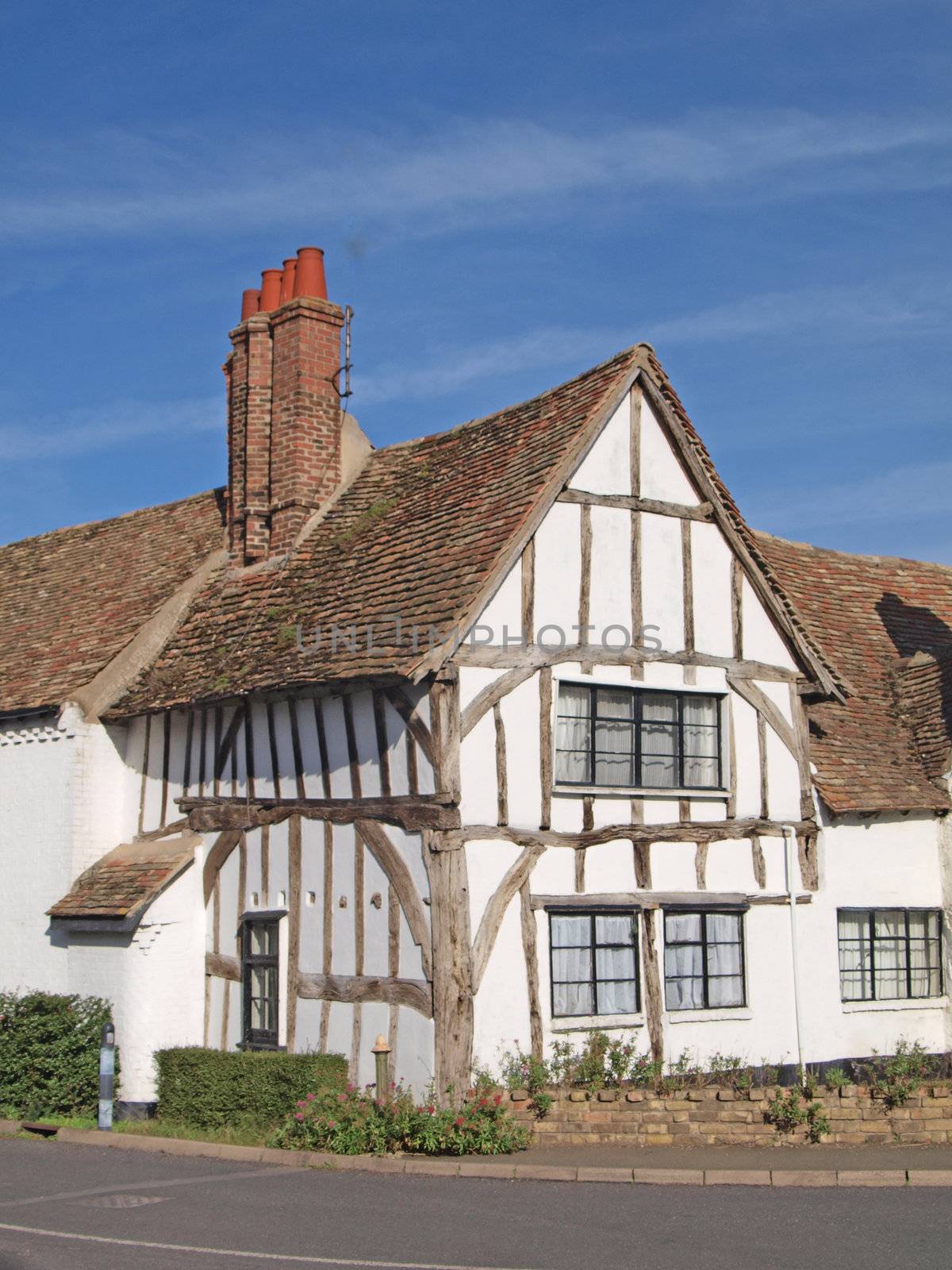 One of many timber framed cottages in  Houghton ,that is famous for its mill, by the Great Ouse river.
