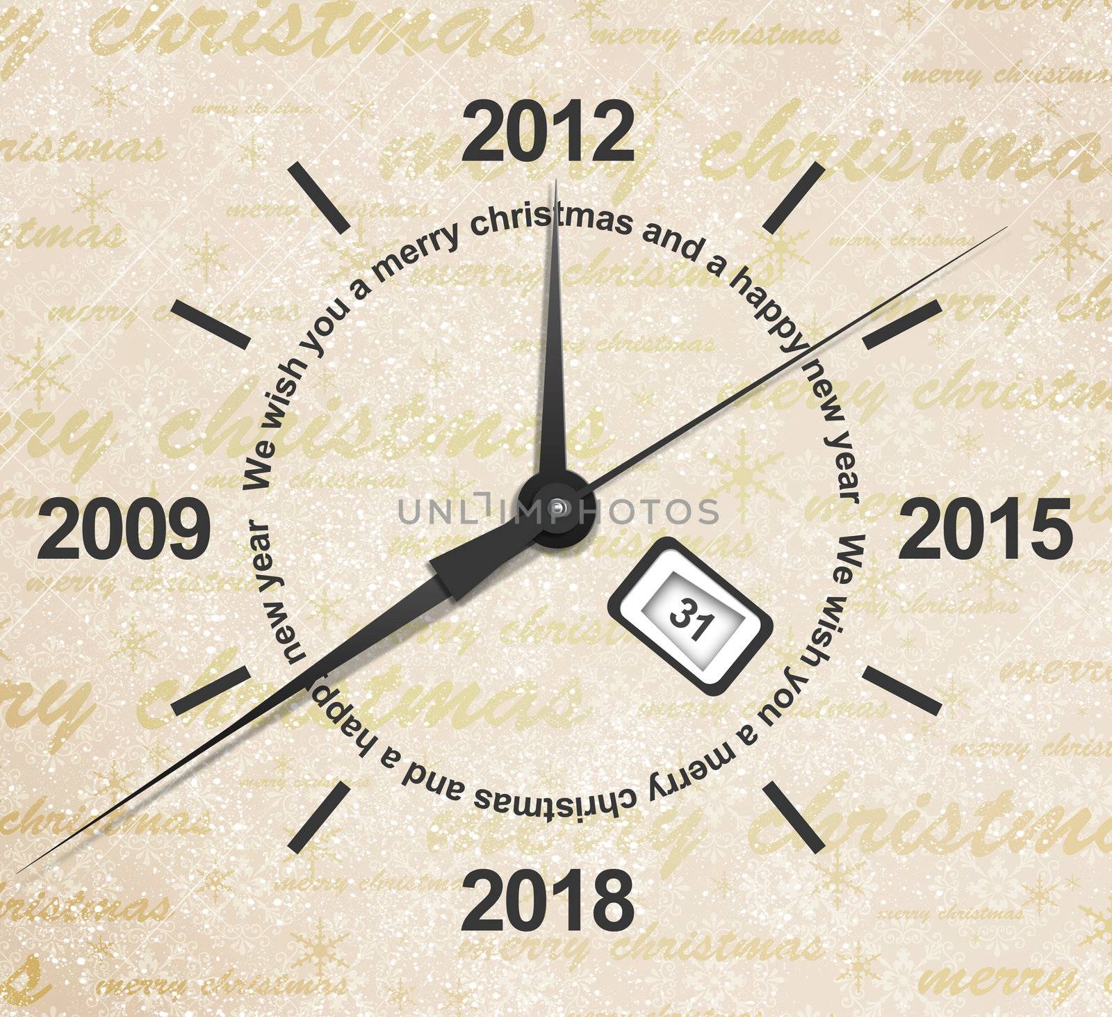 Illustration of a clock with years passing