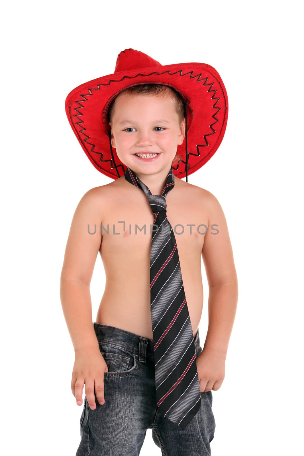 Little boy necktie on the white background
