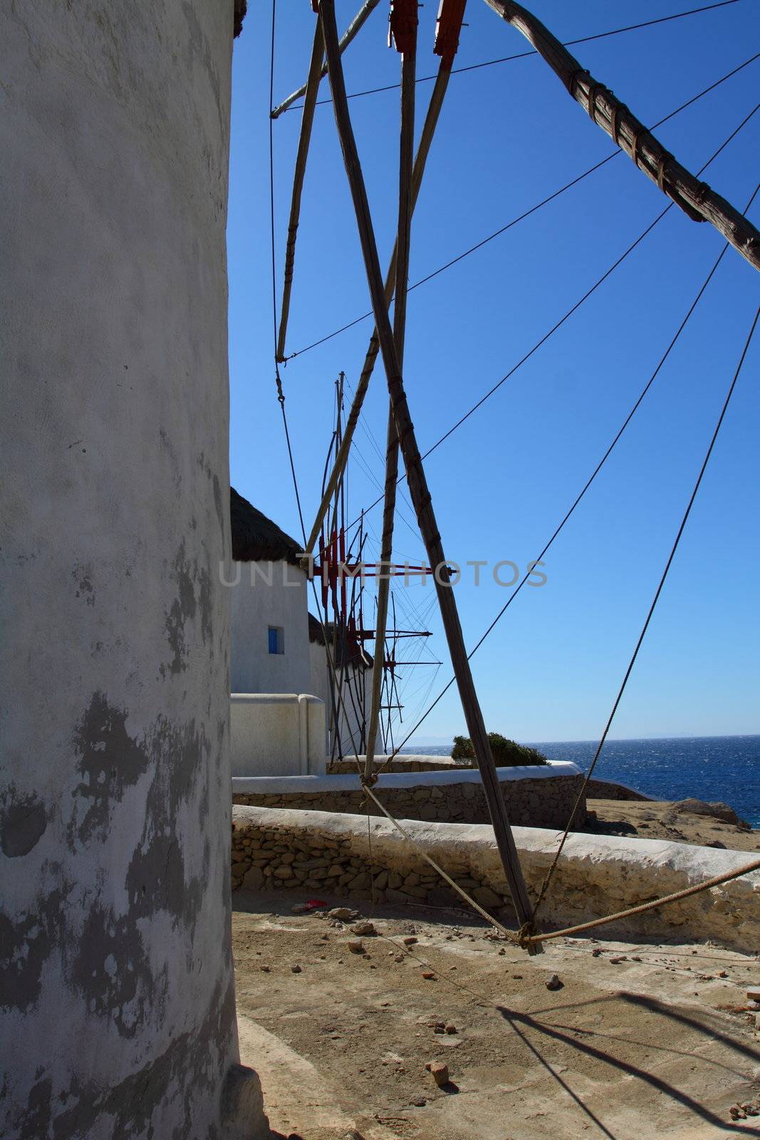 Windmills of sunny Mykonos (Greece, Cyclades) 