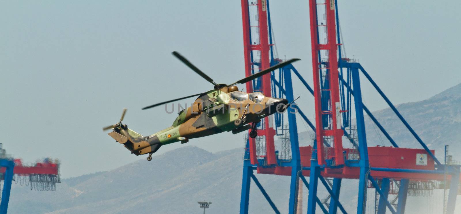 MALAGA, SPAIN-MAY 28: Helicopter Eurocopter EC-665 Tiger of the FAMET taking part in an exhibition on the day of the spanish army forces on May 28, 2011, in Malaga, Spain