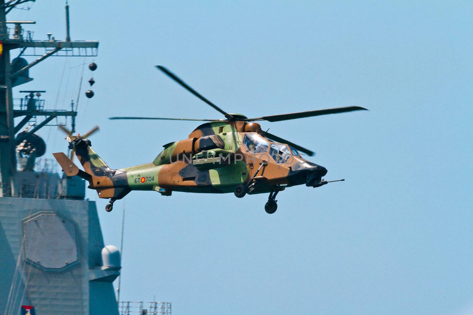 MALAGA, SPAIN-MAY 28: Helicopter Eurocopter EC-665 Tiger of the FAMET taking part in an exhibition on the day of the spanish army forces on May 28, 2011, in Malaga, Spain