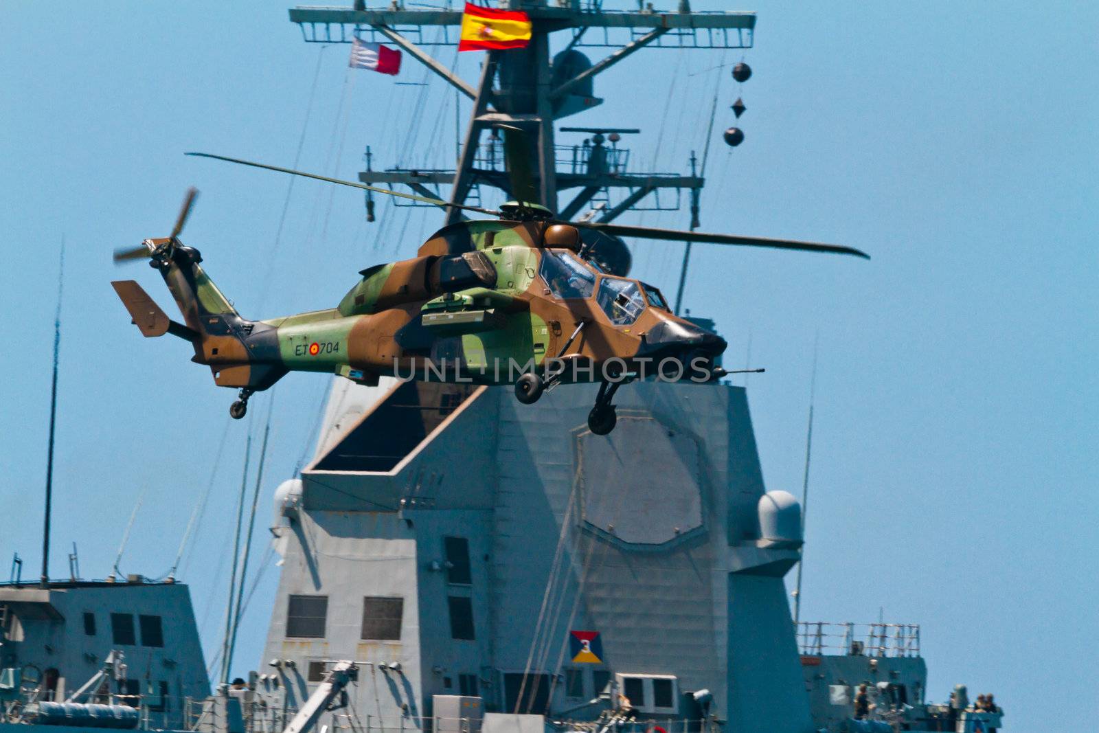 MALAGA, SPAIN-MAY 28: Helicopter Eurocopter EC-665 Tiger of the FAMET taking part in an exhibition on the day of the spanish army forces on May 28, 2011, in Malaga, Spain