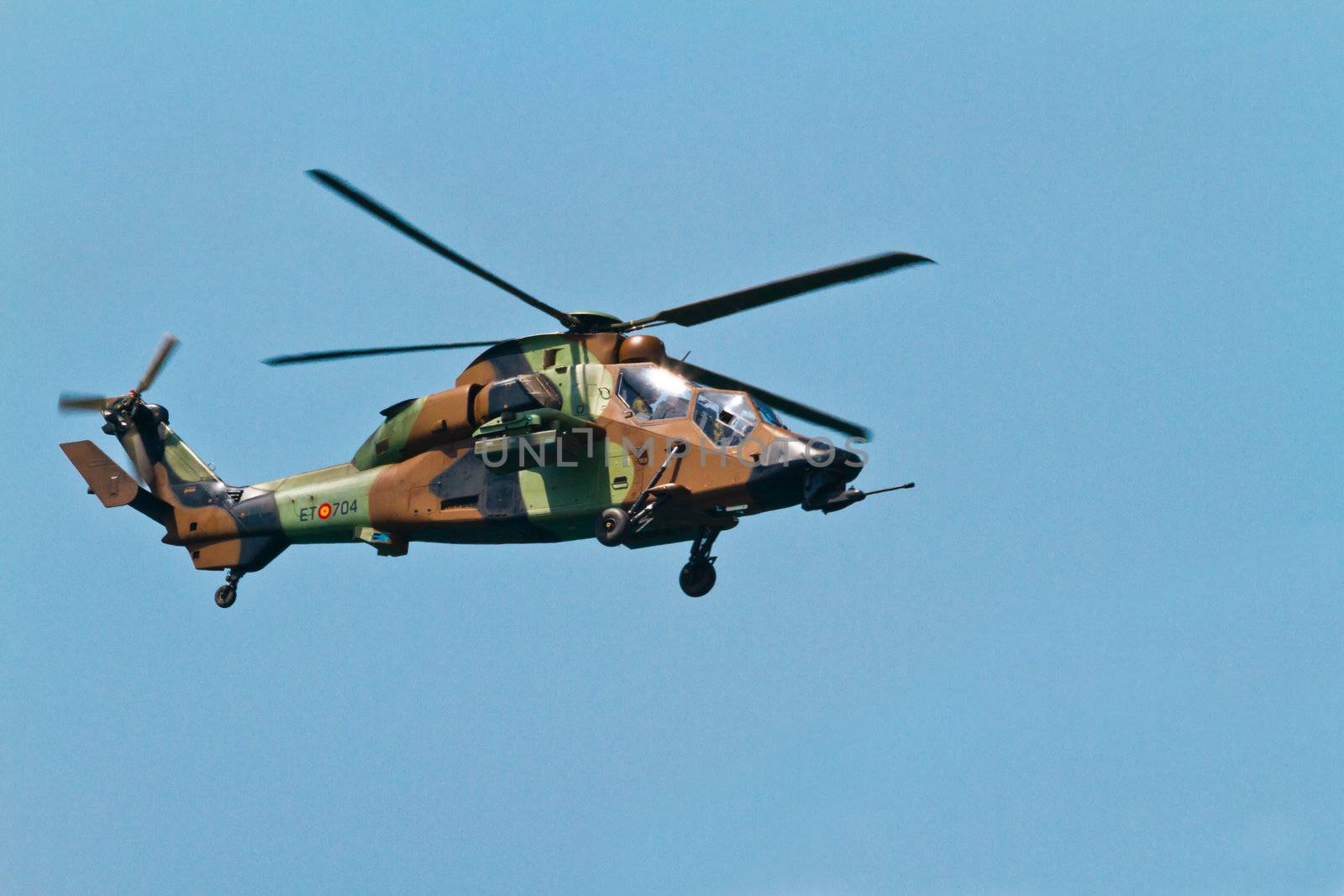 MALAGA, SPAIN-MAY 28: Helicopter Eurocopter EC-665 Tiger of the FAMET taking part in an exhibition on the day of the spanish army forces on May 28, 2011, in Malaga, Spain
