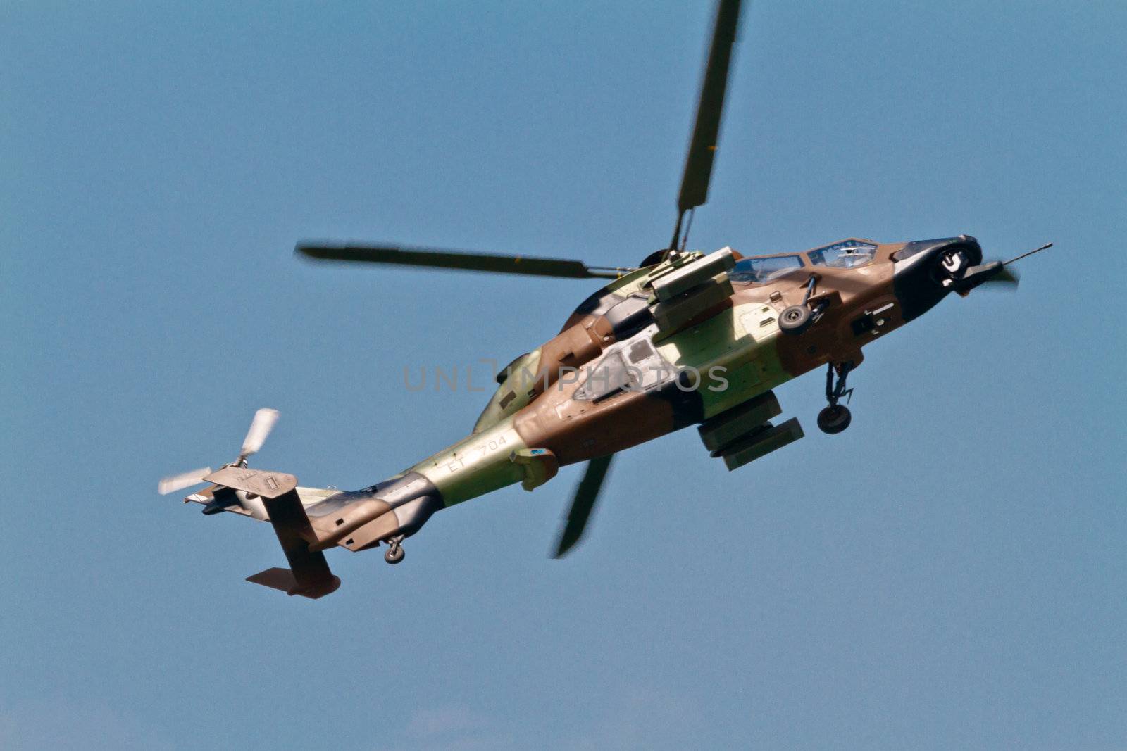 MALAGA, SPAIN-MAY 28: Helicopter Eurocopter EC-665 Tiger of the FAMET taking part in an exhibition on the day of the spanish army forces on May 28, 2011, in Malaga, Spain