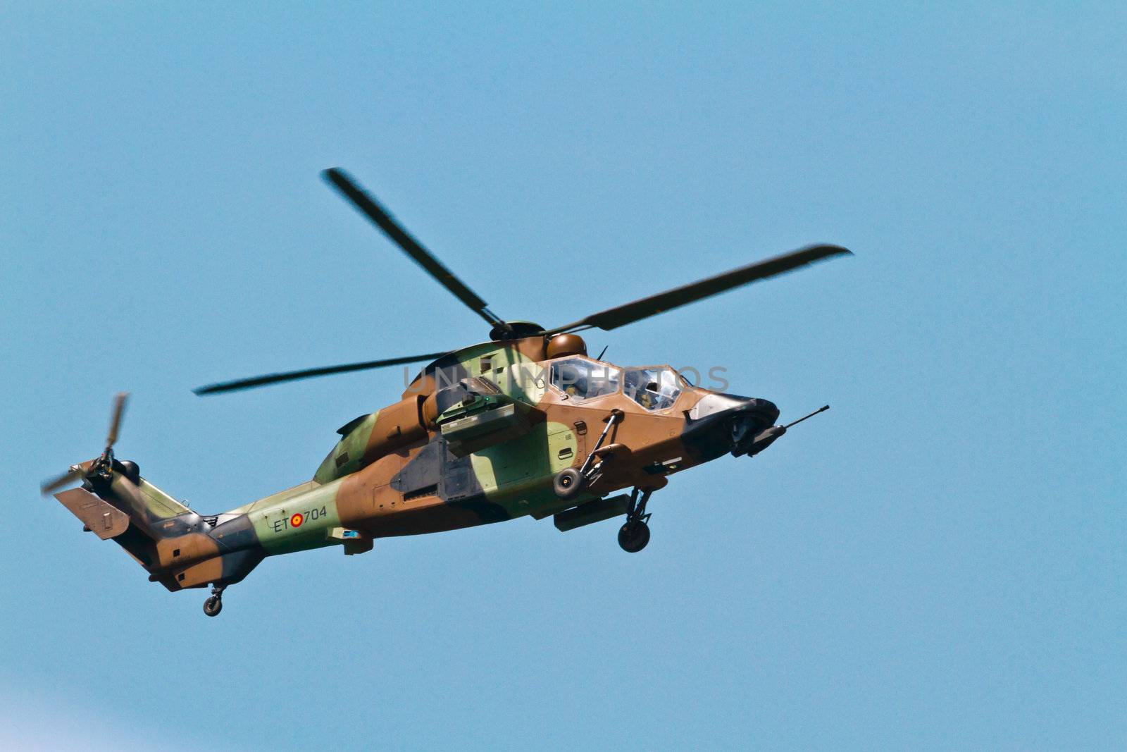 MALAGA, SPAIN-MAY 28: Helicopter Eurocopter EC-665 Tiger of the FAMET taking part in an exhibition on the day of the spanish army forces on May 28, 2011, in Malaga, Spain