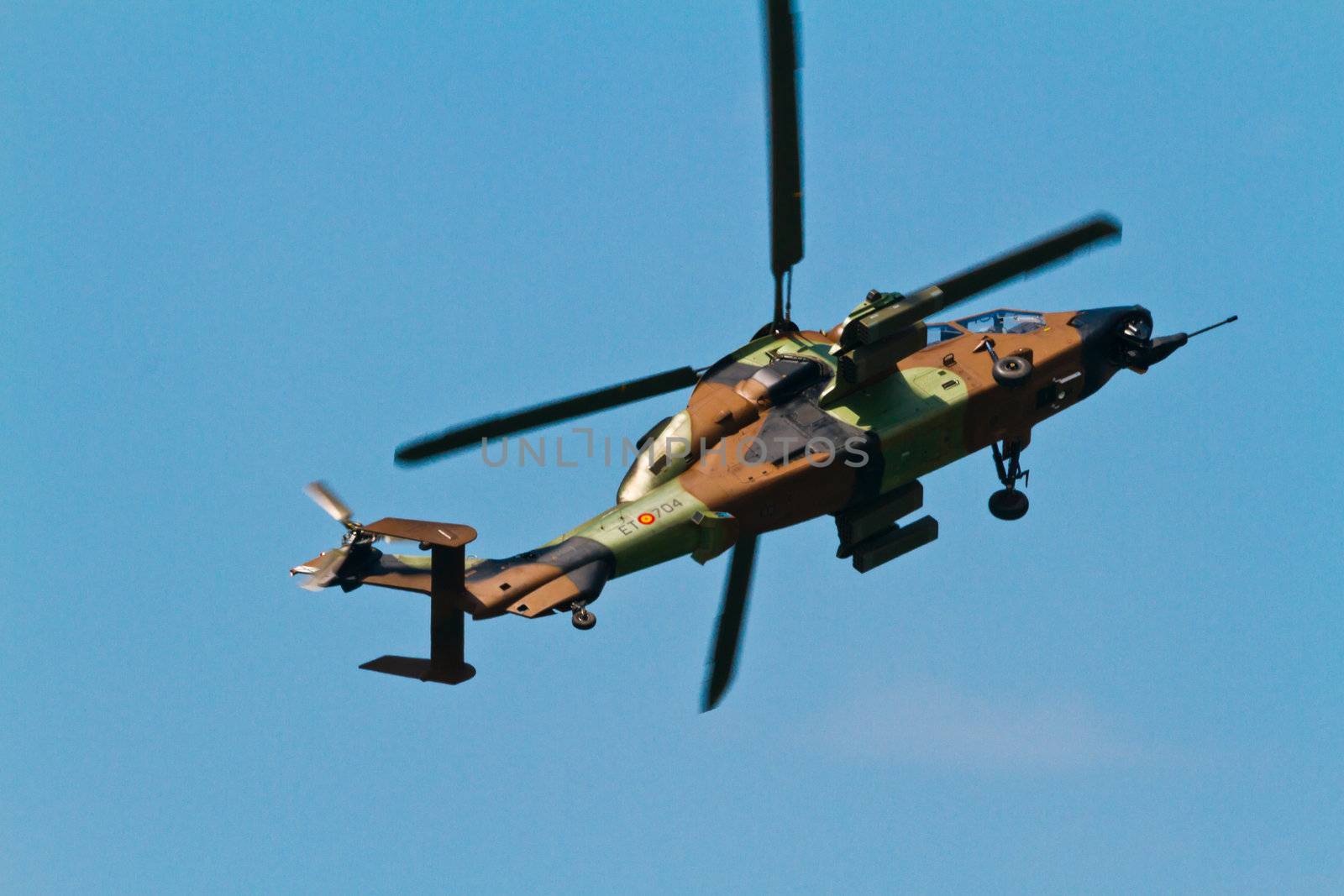MALAGA, SPAIN-MAY 28: Helicopter Eurocopter EC-665 Tiger of the FAMET taking part in an exhibition on the day of the spanish army forces on May 28, 2011, in Malaga, Spain