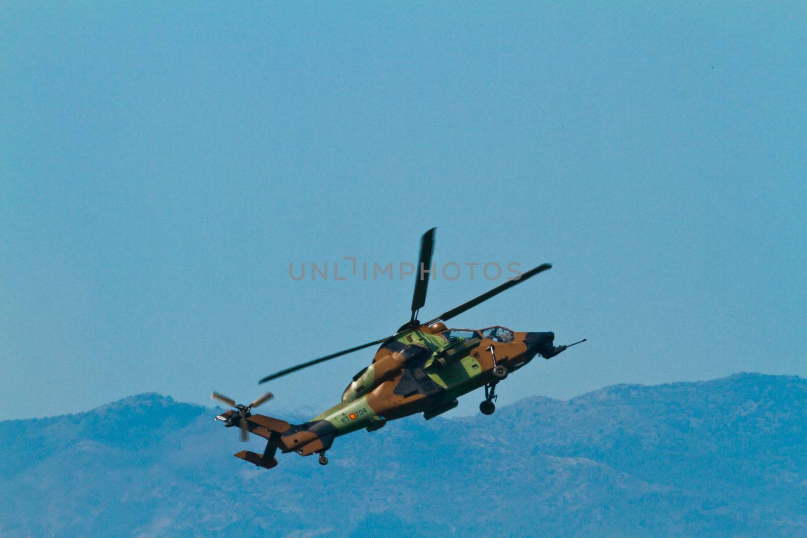 MALAGA, SPAIN-MAY 28: Helicopter Eurocopter EC-665 Tiger of the FAMET taking part in an exhibition on the day of the spanish army forces on May 28, 2011, in Malaga, Spain