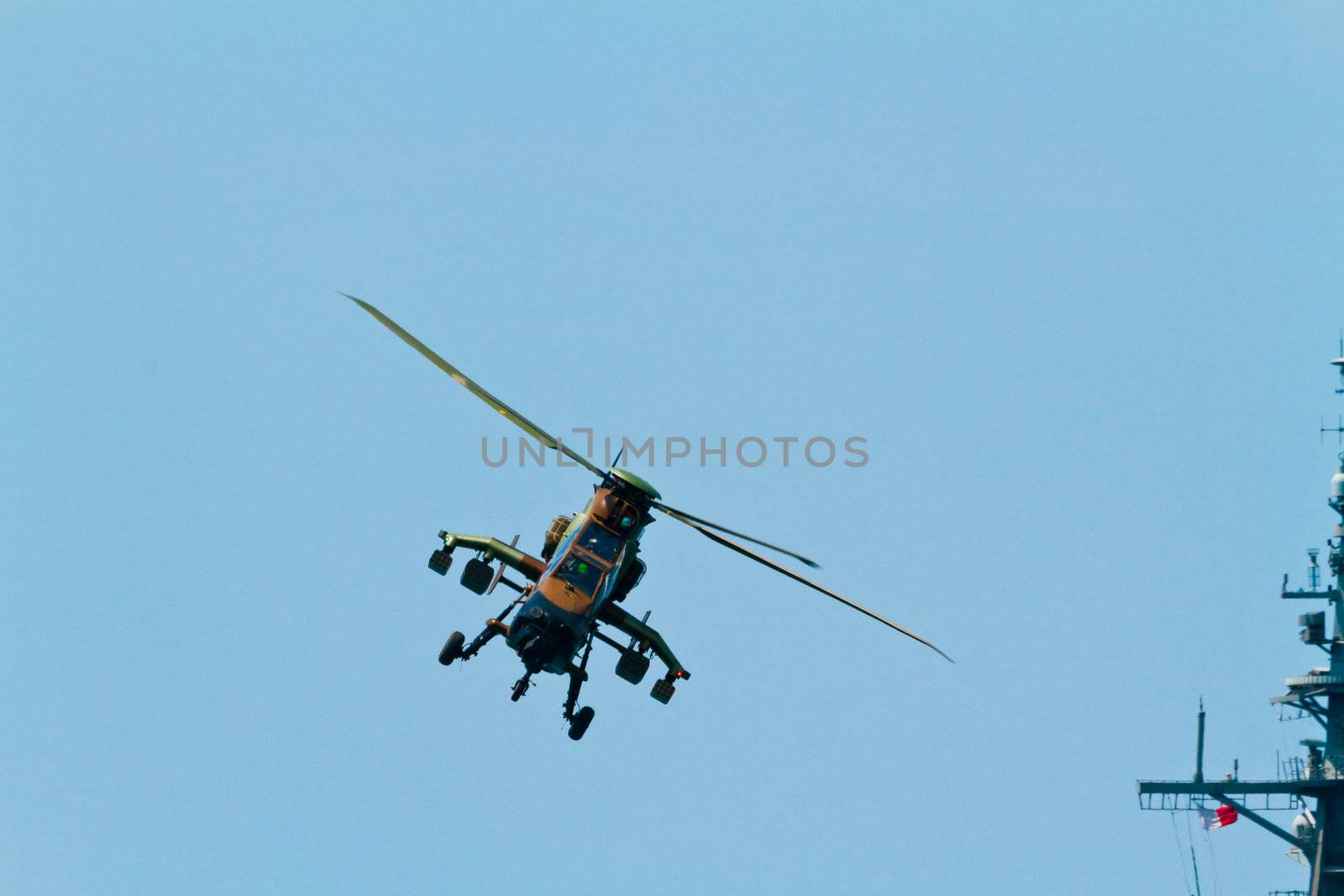 MALAGA, SPAIN-MAY 28: Helicopter Eurocopter EC-665 Tiger of the FAMET taking part in an exhibition on the day of the spanish army forces on May 28, 2011, in Malaga, Spain