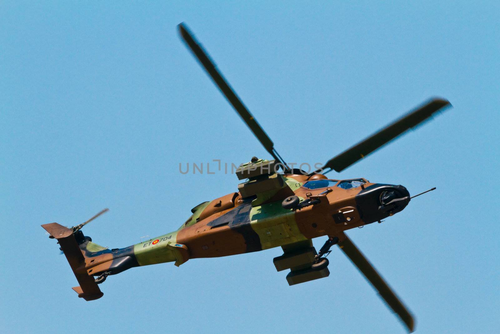 MALAGA, SPAIN-MAY 28: Helicopter Eurocopter EC-665 Tiger of the FAMET taking part in an exhibition on the day of the spanish army forces on May 28, 2011, in Malaga, Spain