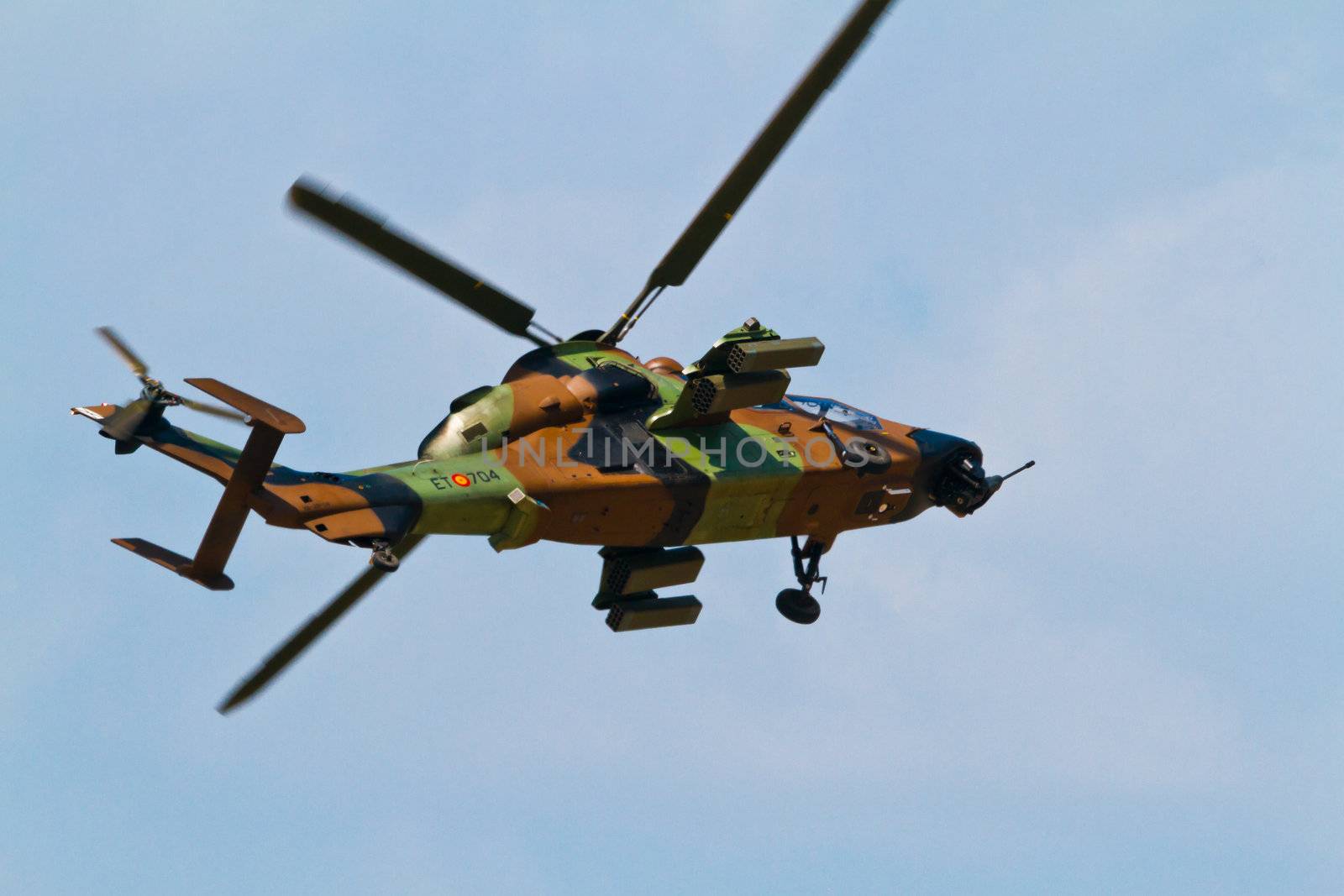 MALAGA, SPAIN-MAY 28: Helicopter Eurocopter EC-665 Tiger of the FAMET taking part in an exhibition on the day of the spanish army forces on May 28, 2011, in Malaga, Spain