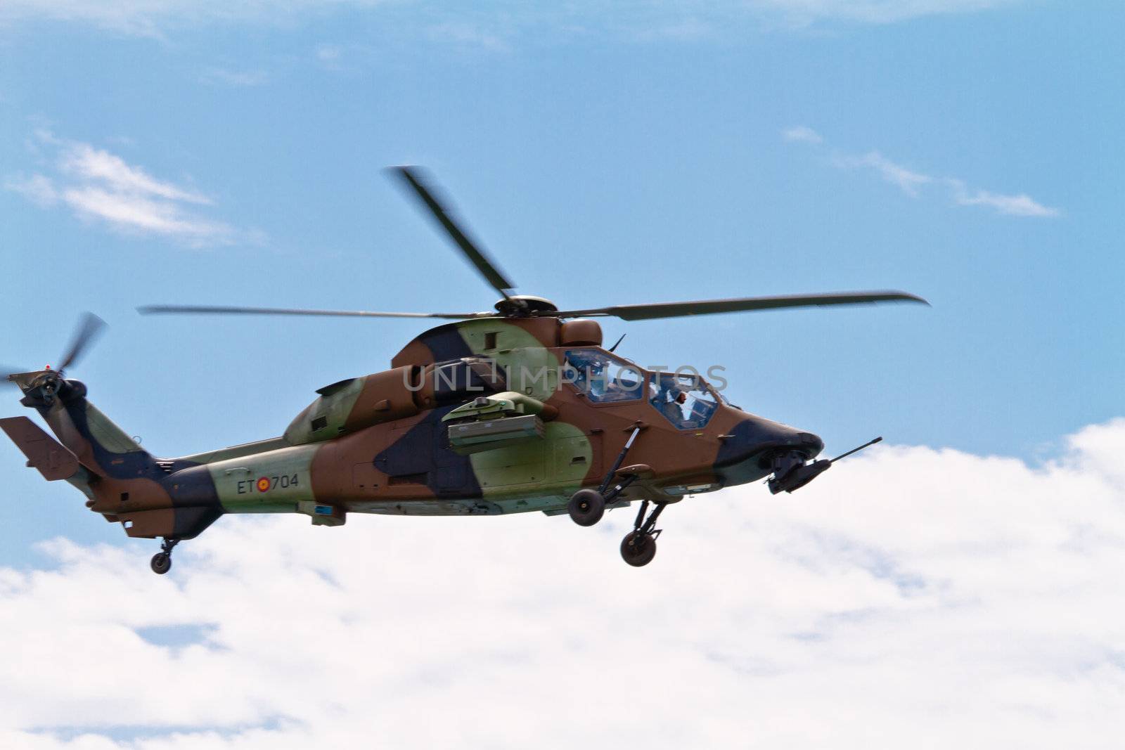MALAGA, SPAIN-MAY 28: Helicopter Eurocopter EC-665 Tiger of the FAMET taking part in an exhibition on the day of the spanish army forces on May 28, 2011, in Malaga, Spain