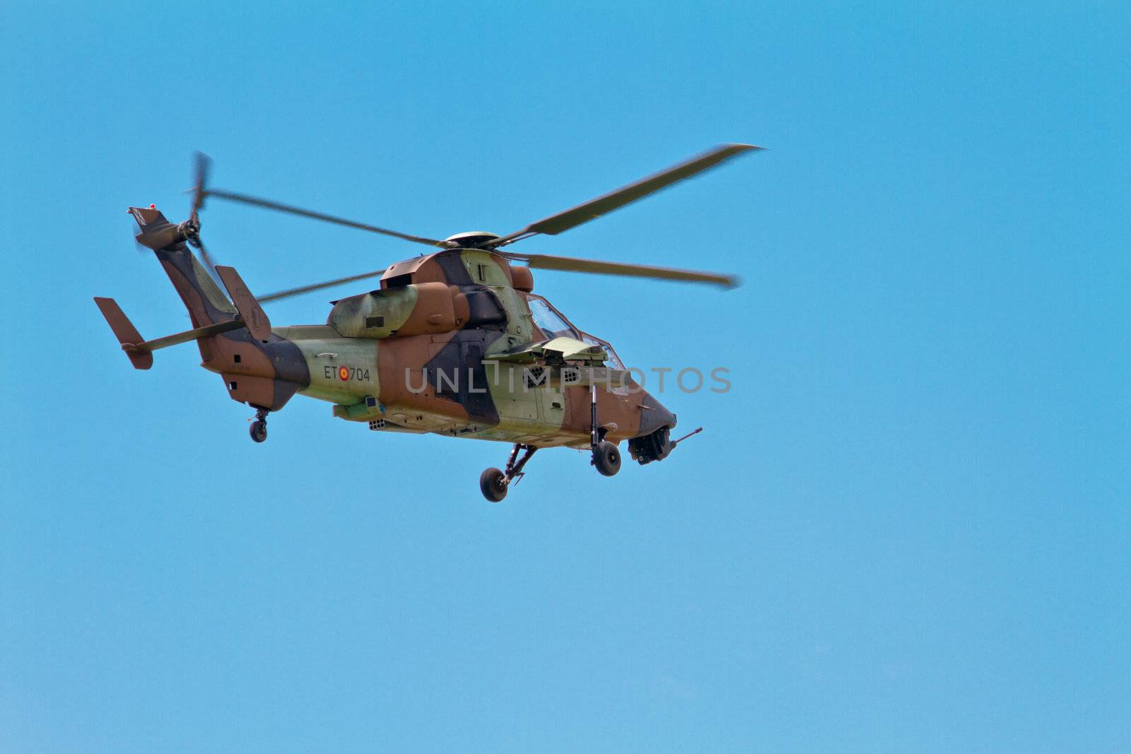 MALAGA, SPAIN-MAY 28: Helicopter Eurocopter EC-665 Tiger of the FAMET taking part in an exhibition on the day of the spanish army forces on May 28, 2011, in Malaga, Spain