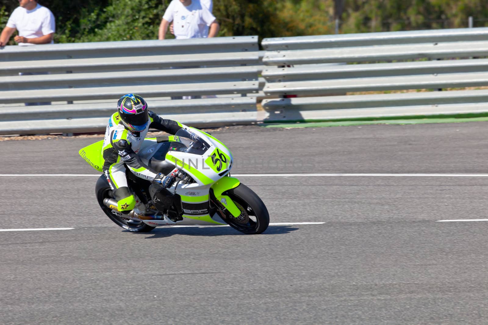 JEREZ DE LA FRONTERA, SPAIN - APR 16: Moto2 motorcyclist Blake Leigh-Smith takes a curve in the CEV Championship race on April 16, 2011 in Jerez de la Frontera, Spain.