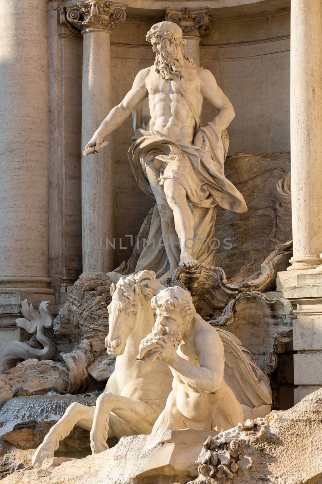 Details of statues in Trevi fountain in Rome Italy